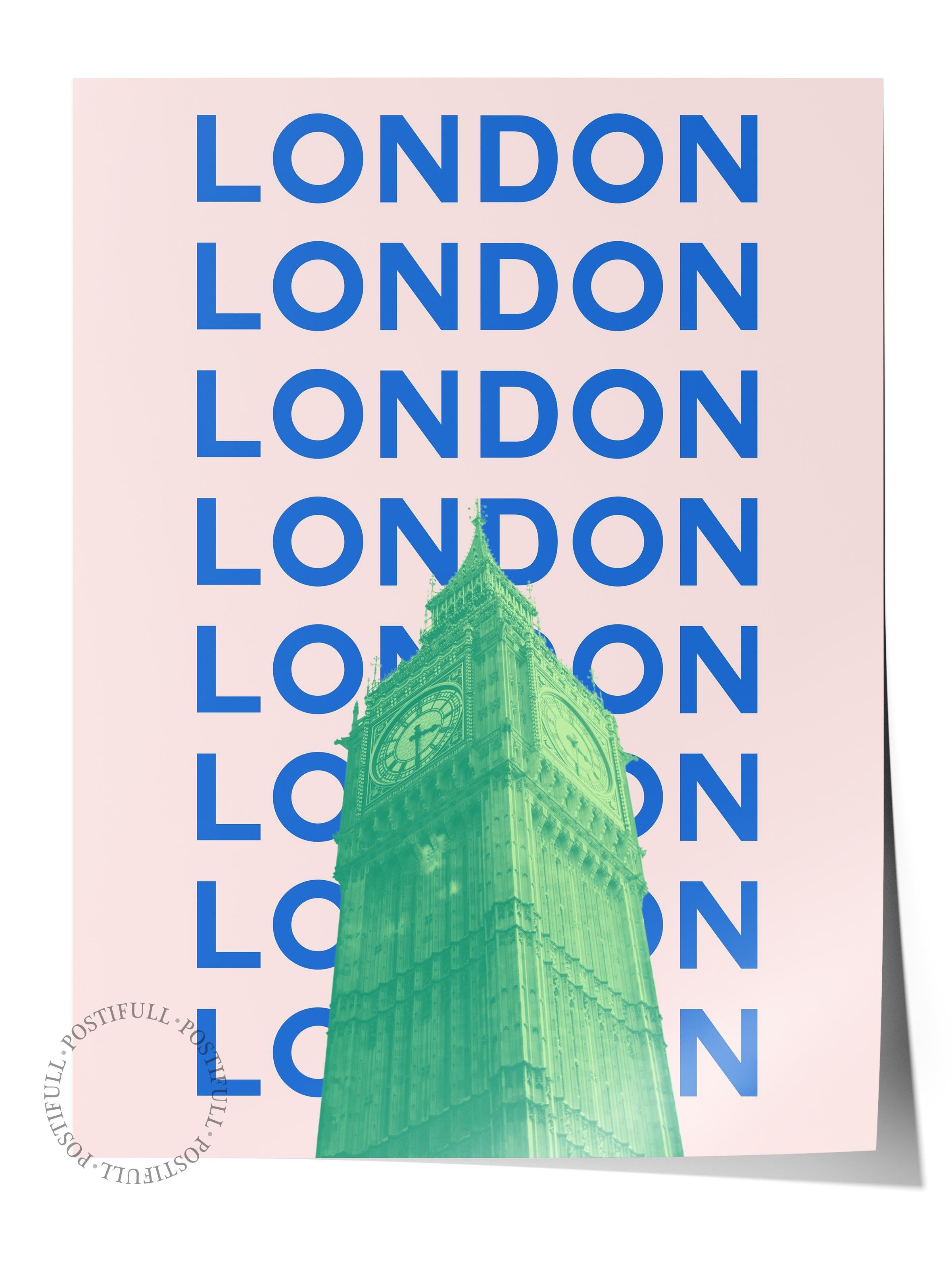 Çerçevesiz Poster İllüstrasyon Şehir - London, Şehirler Serisi, Duvar Posteri, HD Baskı, Kalın Arşivsel Sanat Kağıdı