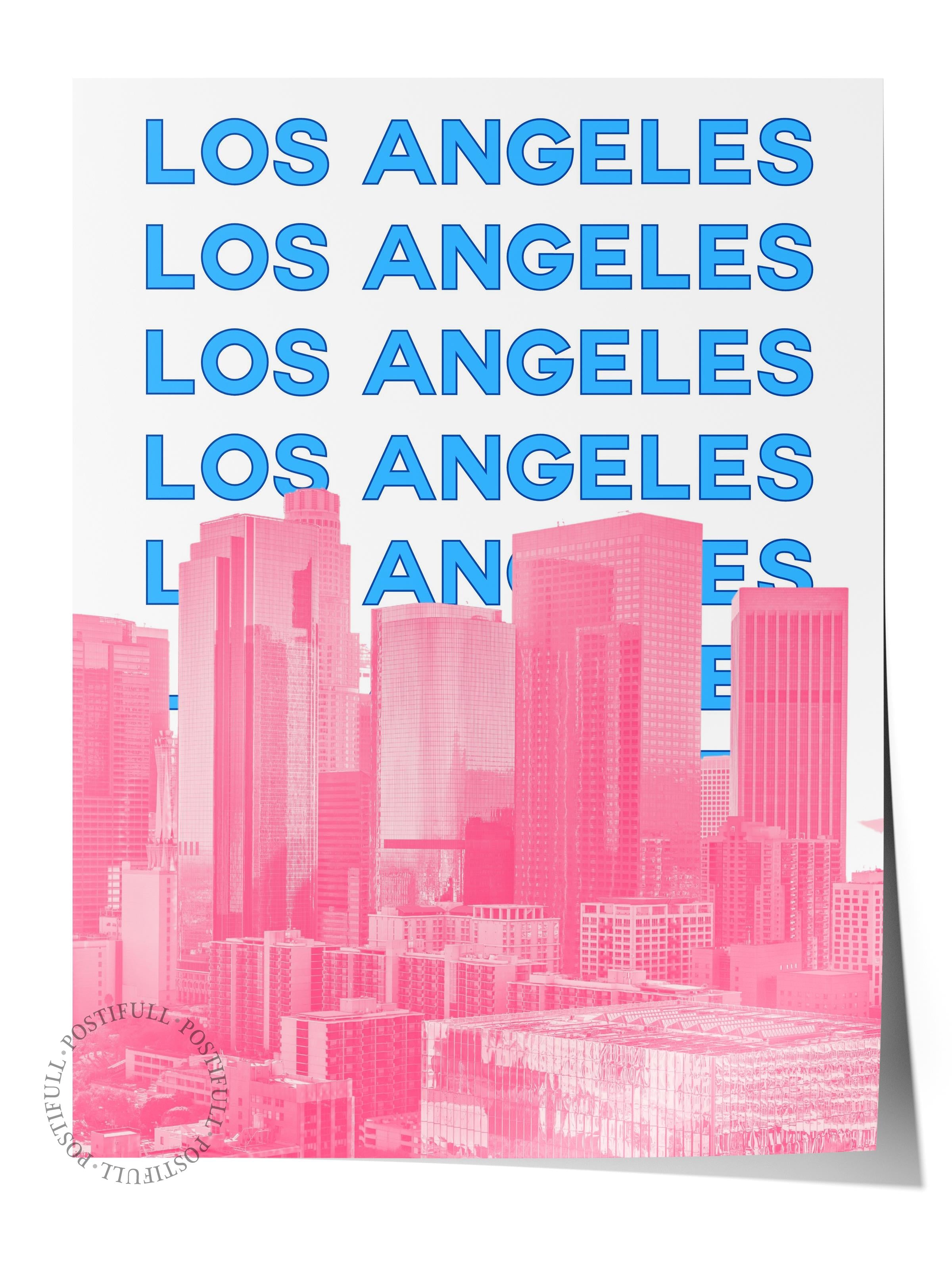 Çerçevesiz Poster İllüstrasyon Şehir - Los Angeles, Şehirler Serisi, Duvar Posteri, HD Baskı, Kalın Arşivsel Sanat Kağıdı
