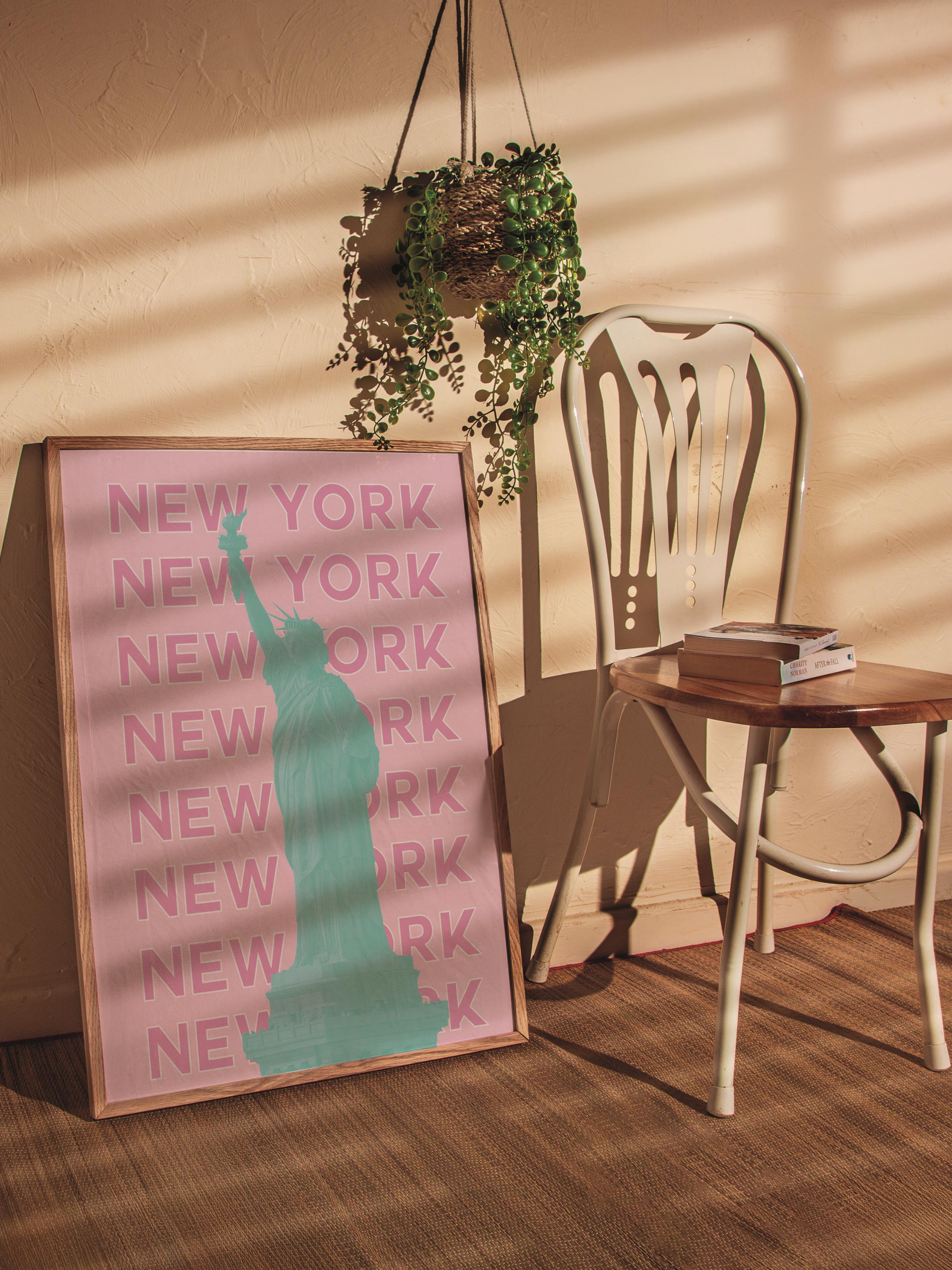 Çerçevesiz Poster İllüstrasyon Şehir - New York, Şehirler Serisi, Duvar Posteri, HD Baskı, Kalın Arşivsel Sanat Kağıdı