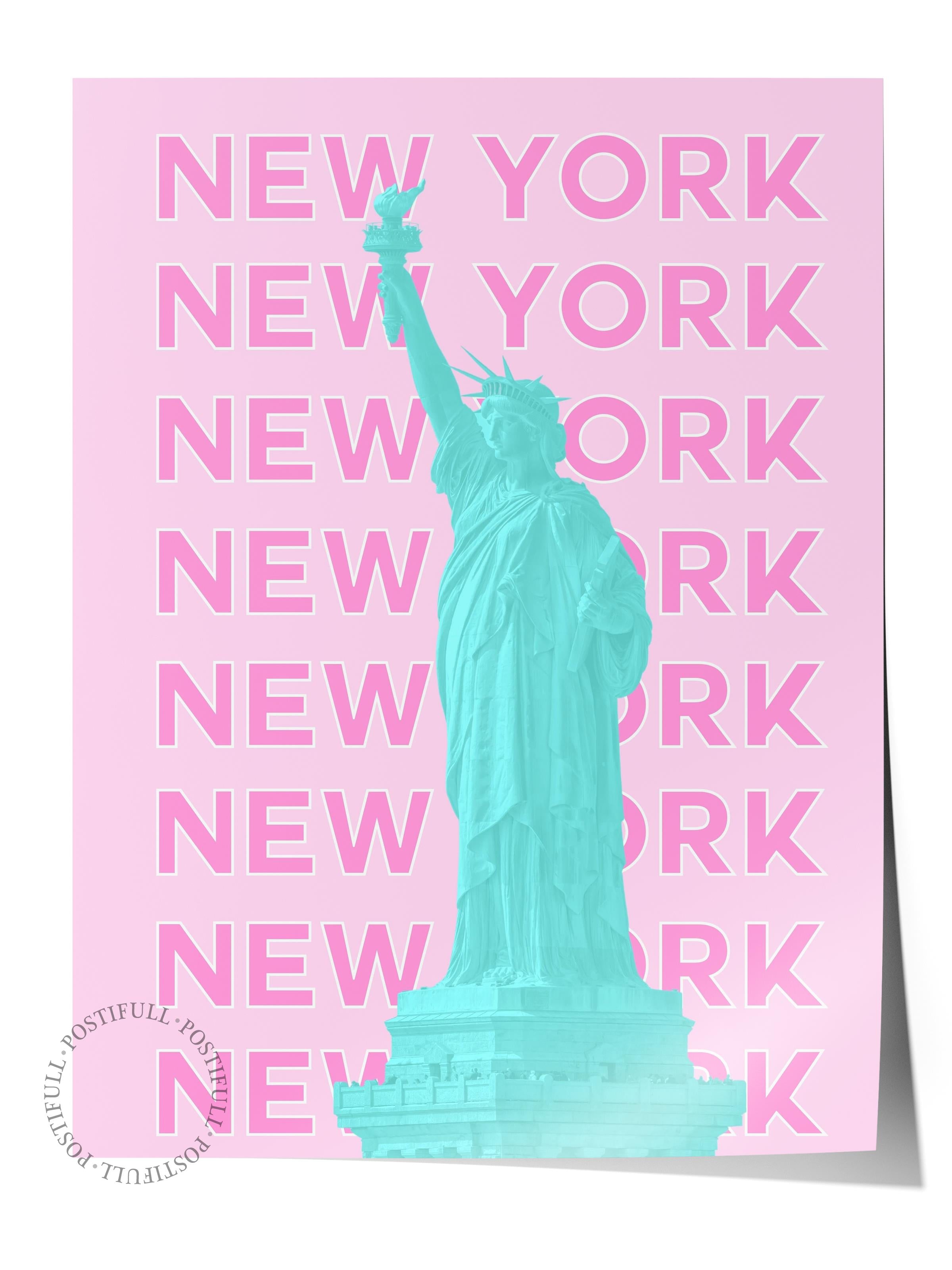 Çerçevesiz Poster İllüstrasyon Şehir - New York, Şehirler Serisi, Duvar Posteri, HD Baskı, Kalın Arşivsel Sanat Kağıdı