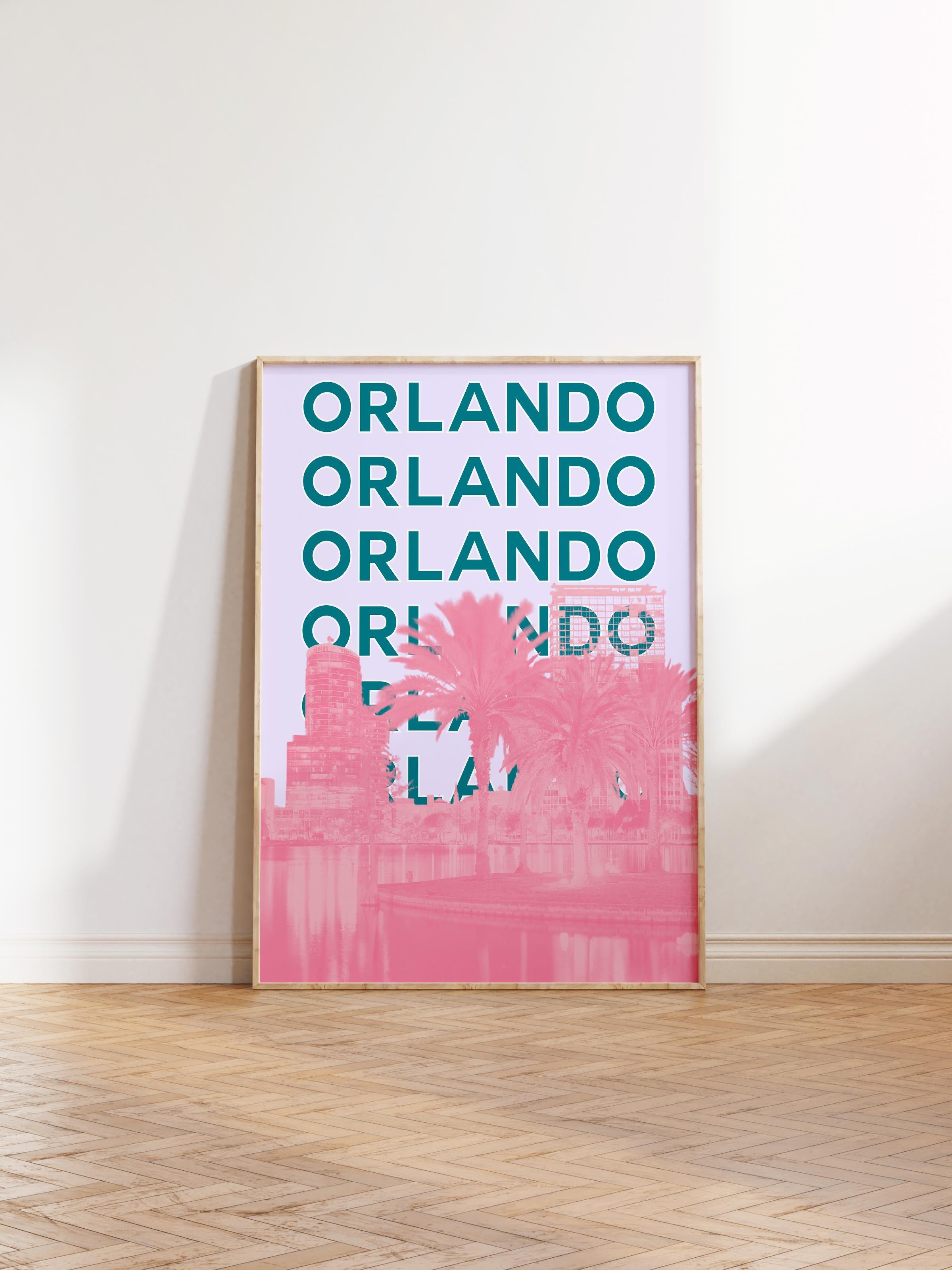 Çerçevesiz Poster İllüstrasyon Şehir - Orlando, Şehirler Serisi, Duvar Posteri, HD Baskı, Kalın Arşivsel Sanat Kağıdı