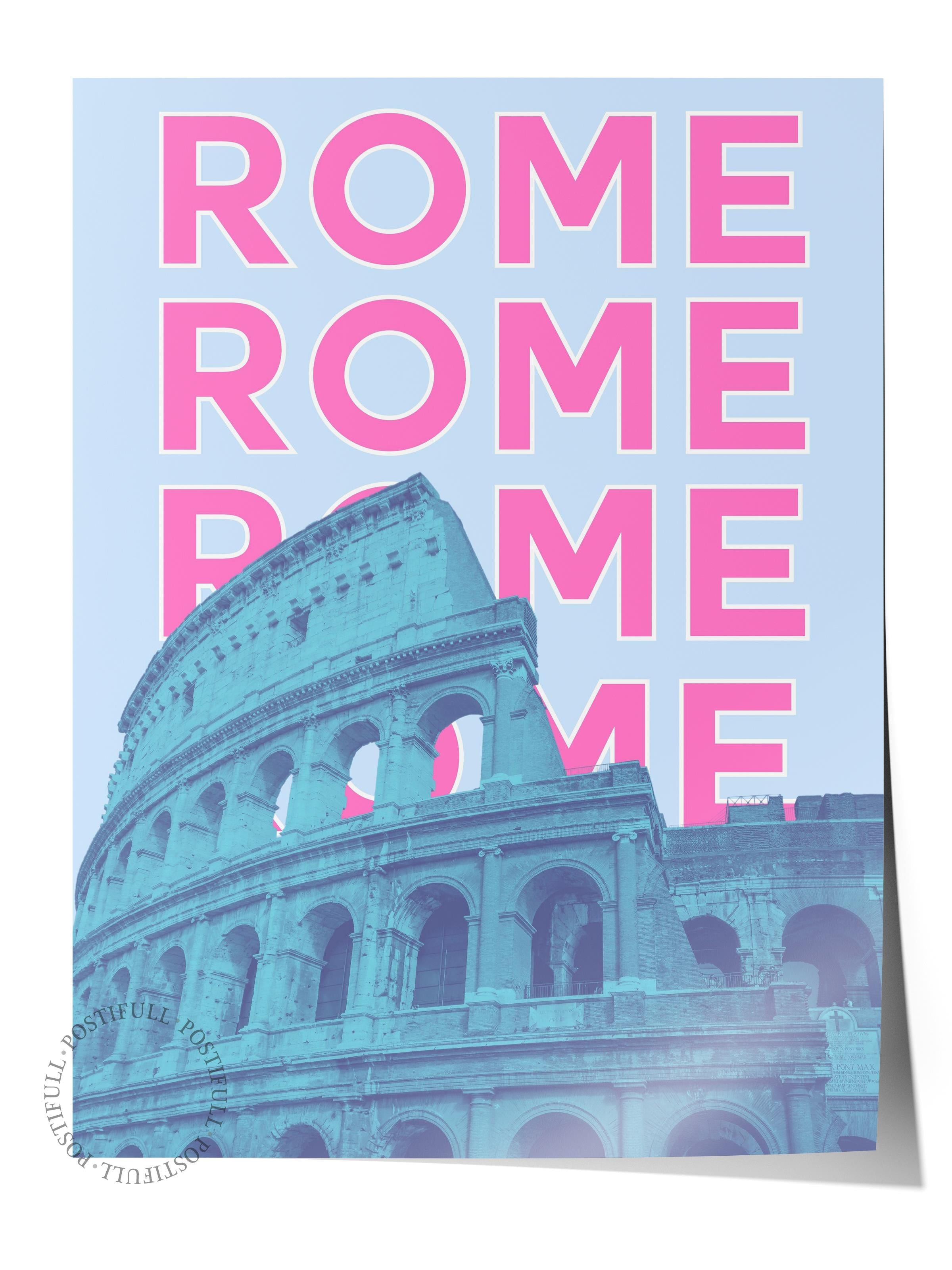 Çerçevesiz Poster İllüstrasyon Şehir - Rome, Şehirler Serisi, Duvar Posteri, HD Baskı, Kalın Arşivsel Sanat Kağıdı