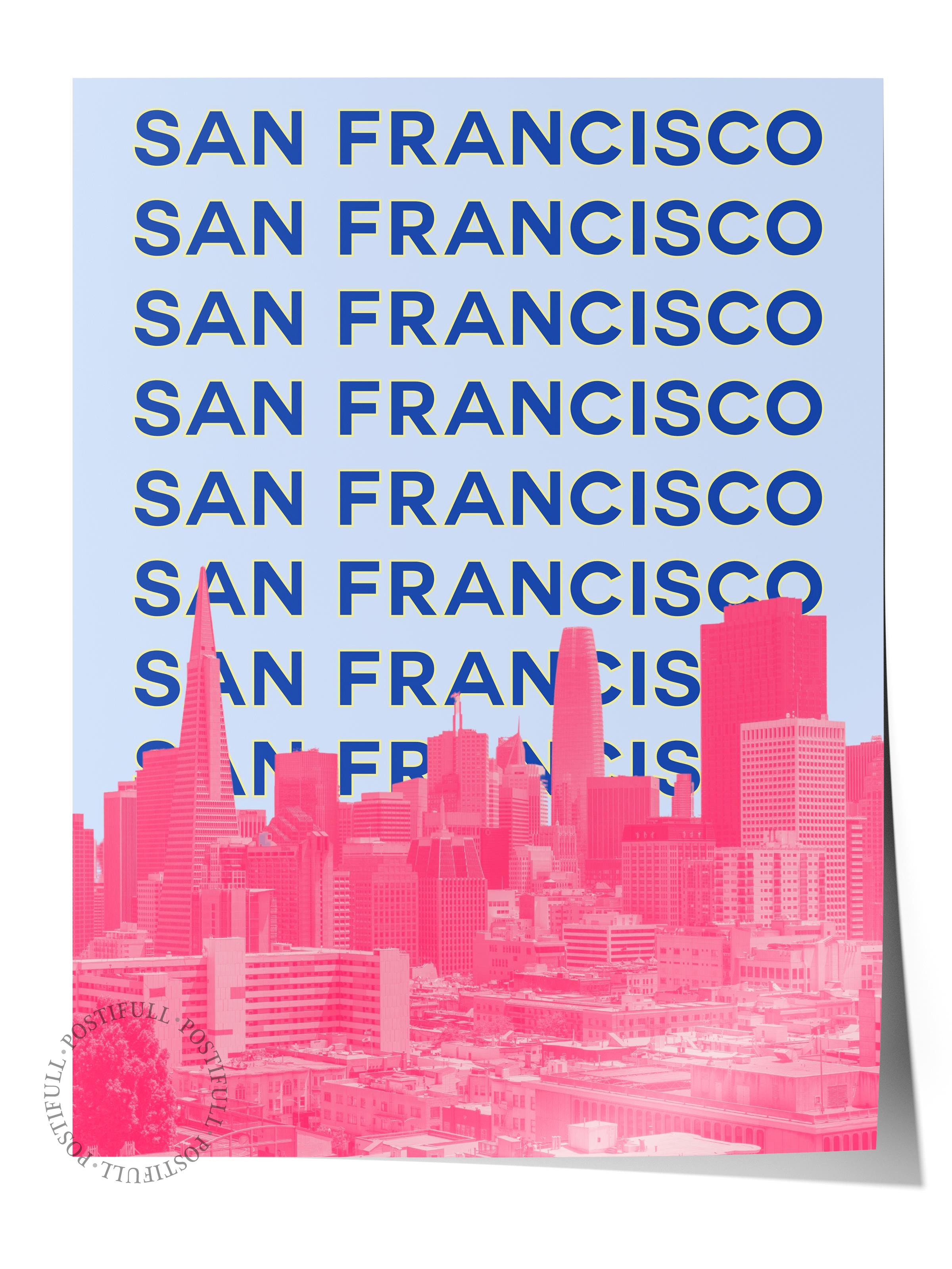Çerçevesiz Poster İllüstrasyon Şehir - San Francisco, Şehirler Serisi, Duvar Posteri, HD Baskı, Kalın Arşivsel Sanat Kağıdı
