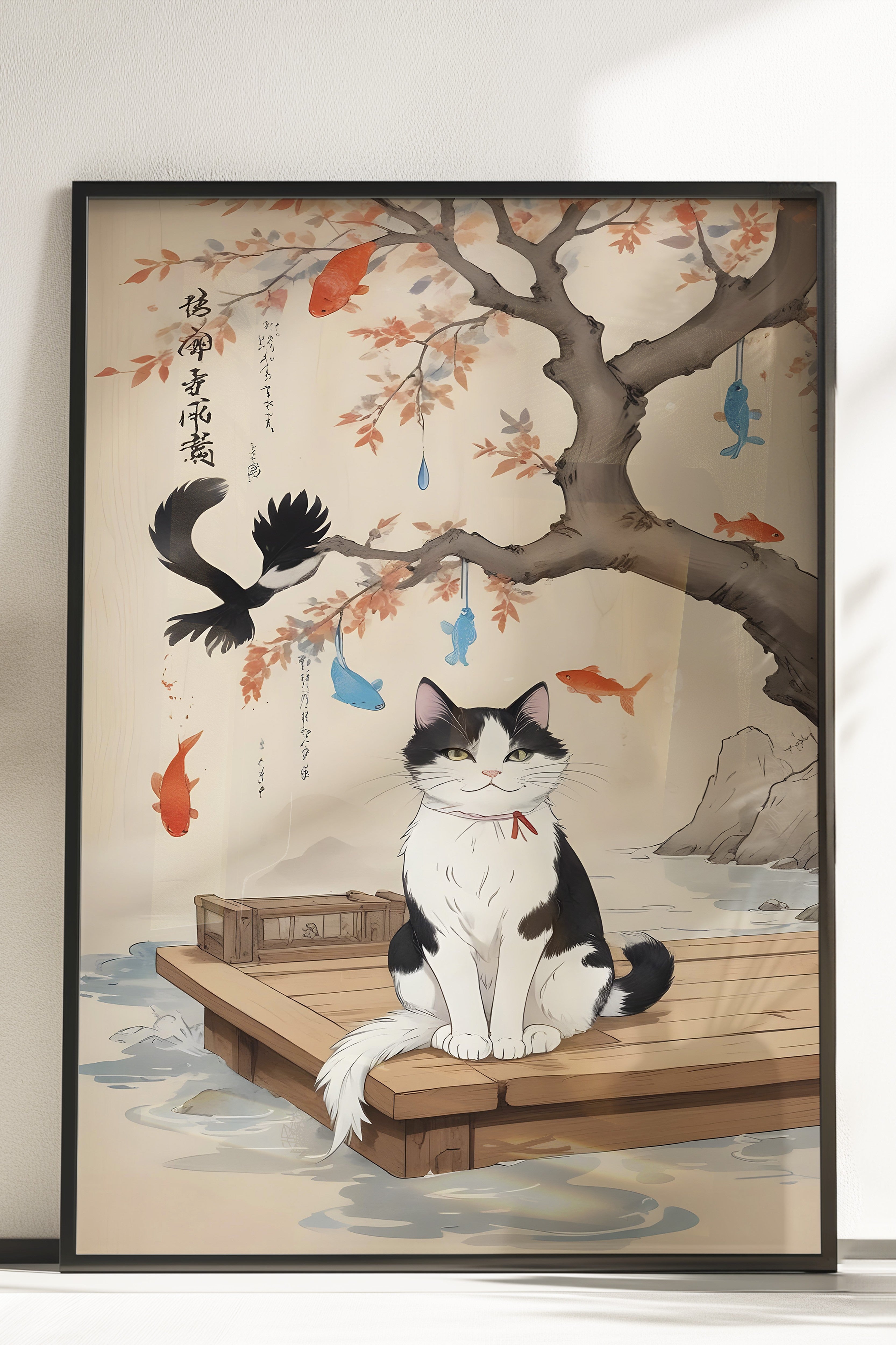 Çerçevesiz Poster, Japanese Cats, Comfort Serisi Mutfak Duvar Posteri, NO:109165