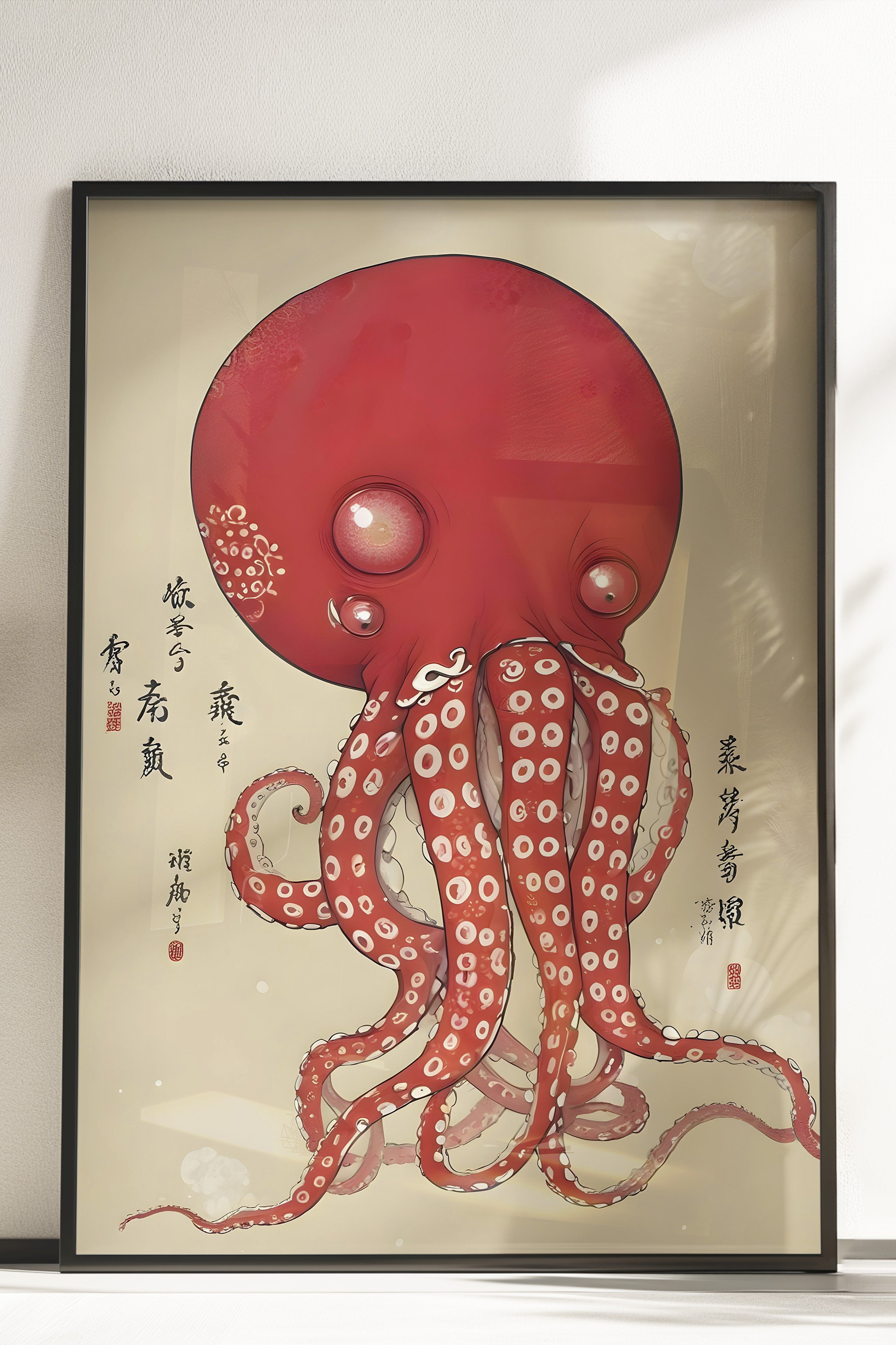 Çerçevesiz Poster, Japanese Octopus, Comfort Serisi Duvar Posteri, NO:108922