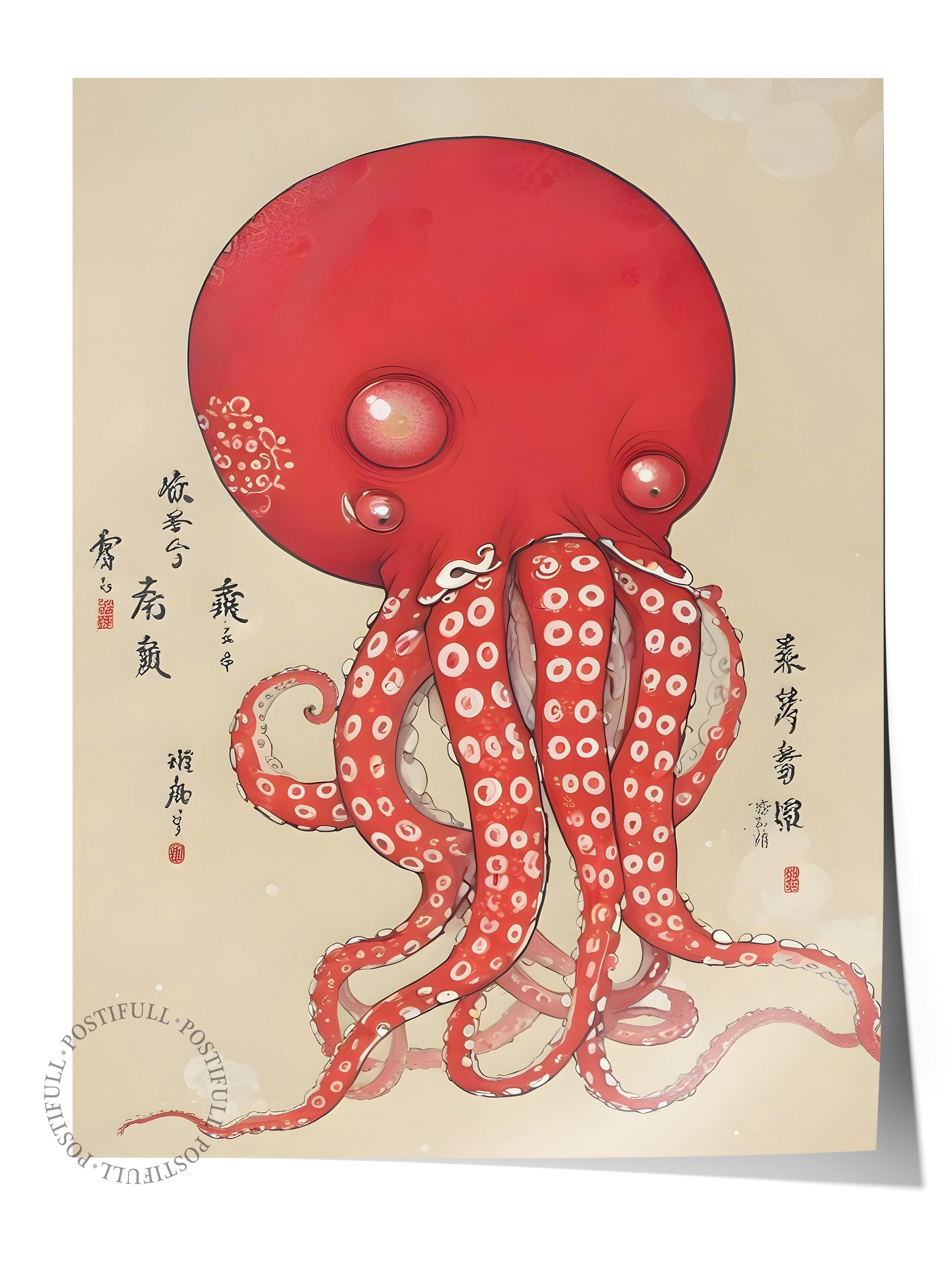 Çerçevesiz Poster, Japanese Octopus, Comfort Serisi Duvar Posteri, NO:108922