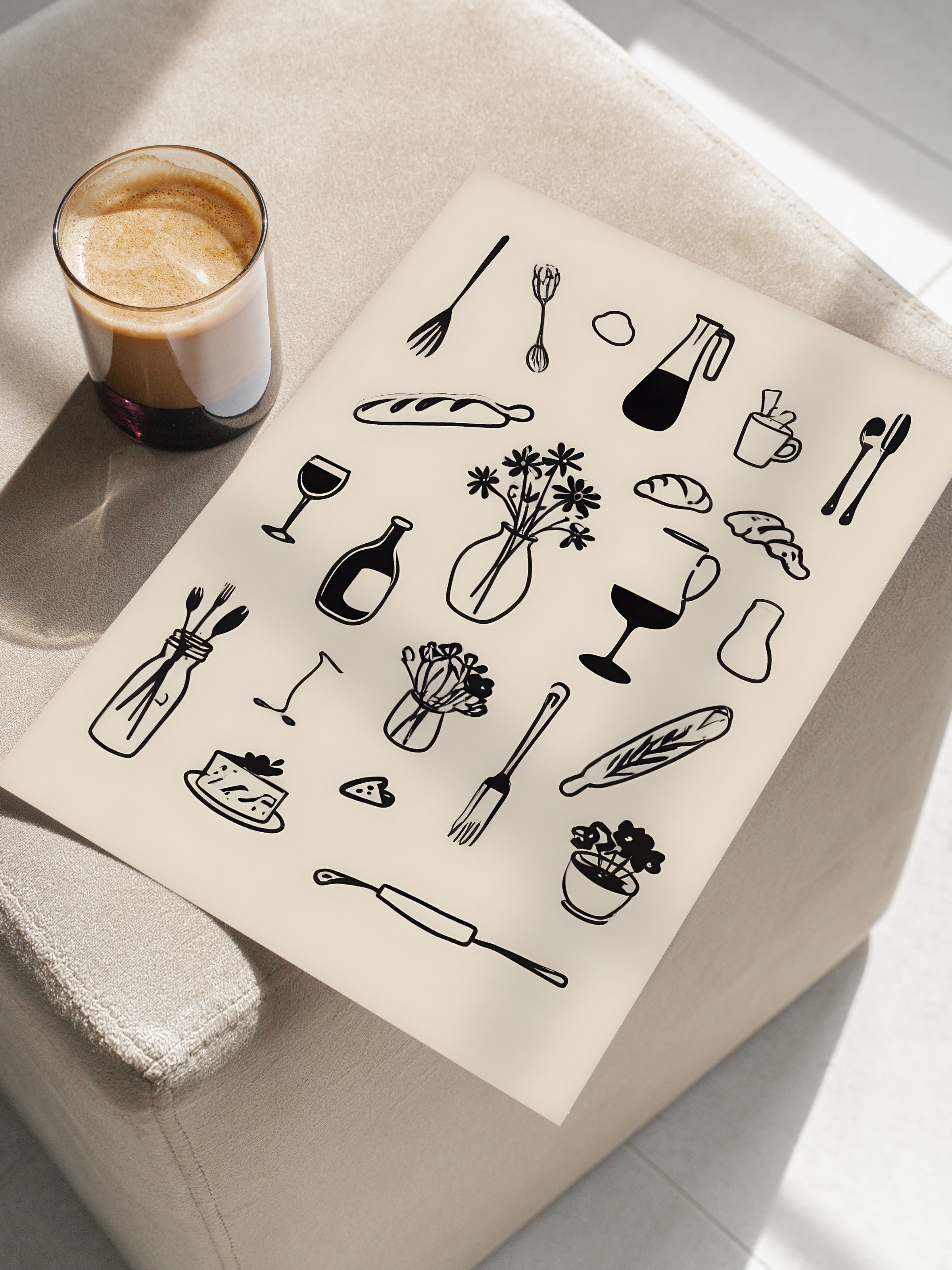 Çerçevesiz Poster, Kitchenware, Comfort Serisi Mutfak Duvar Posteri, NO:109114