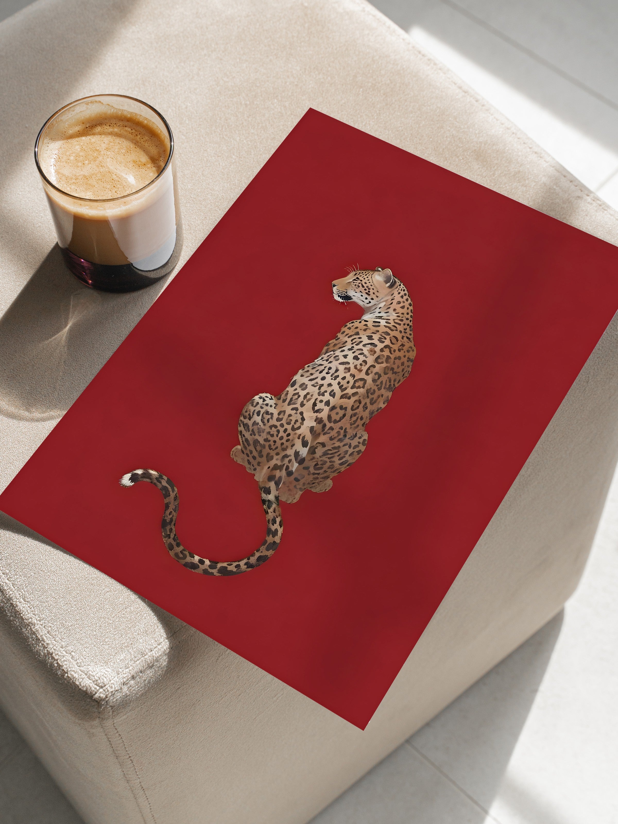 Çerçevesiz Poster, Kırmızı Leopar, Comfort Serisi Duvar Posteri, NO:108954