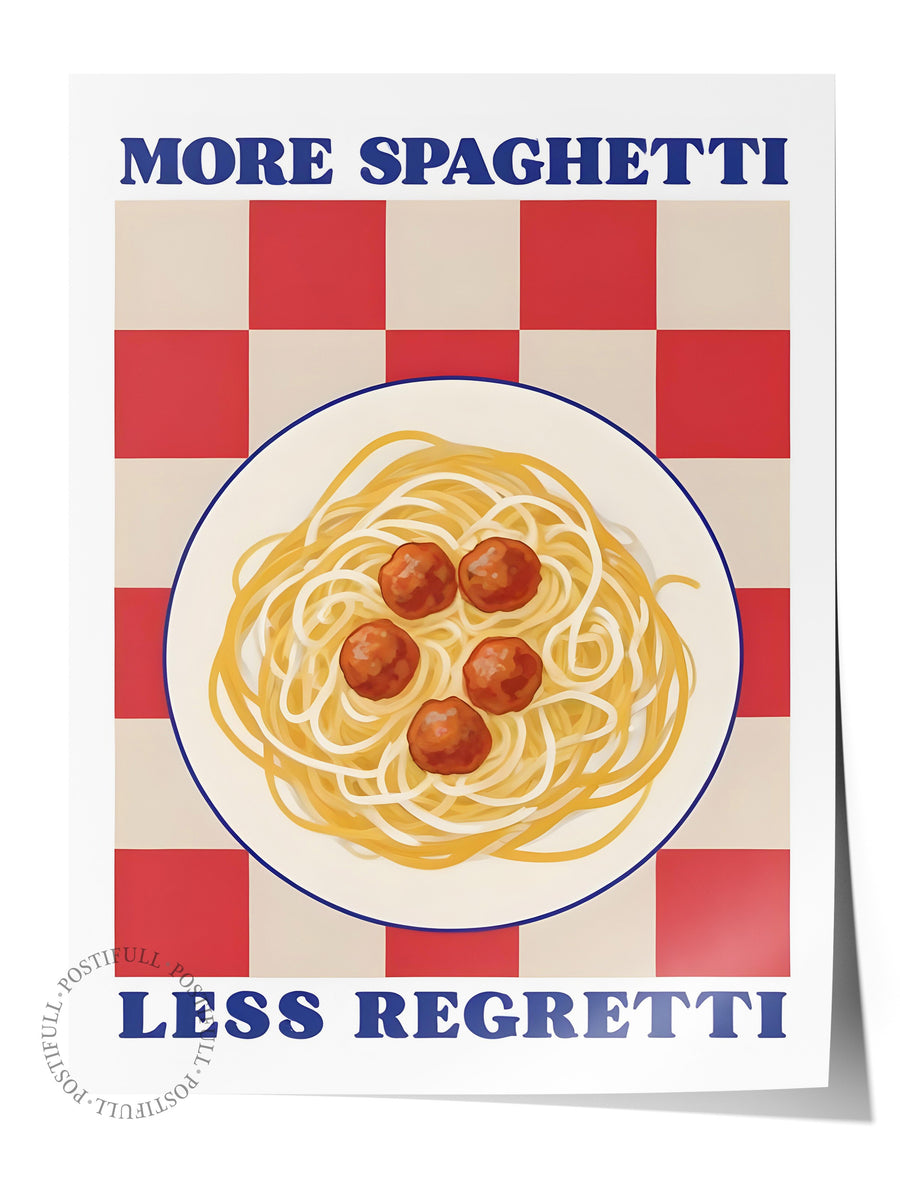 Çerçevesiz Poster, More Spaghetti Less Regretti, Comfort Serisi Mutfak Duvar Posteri, NO:109090