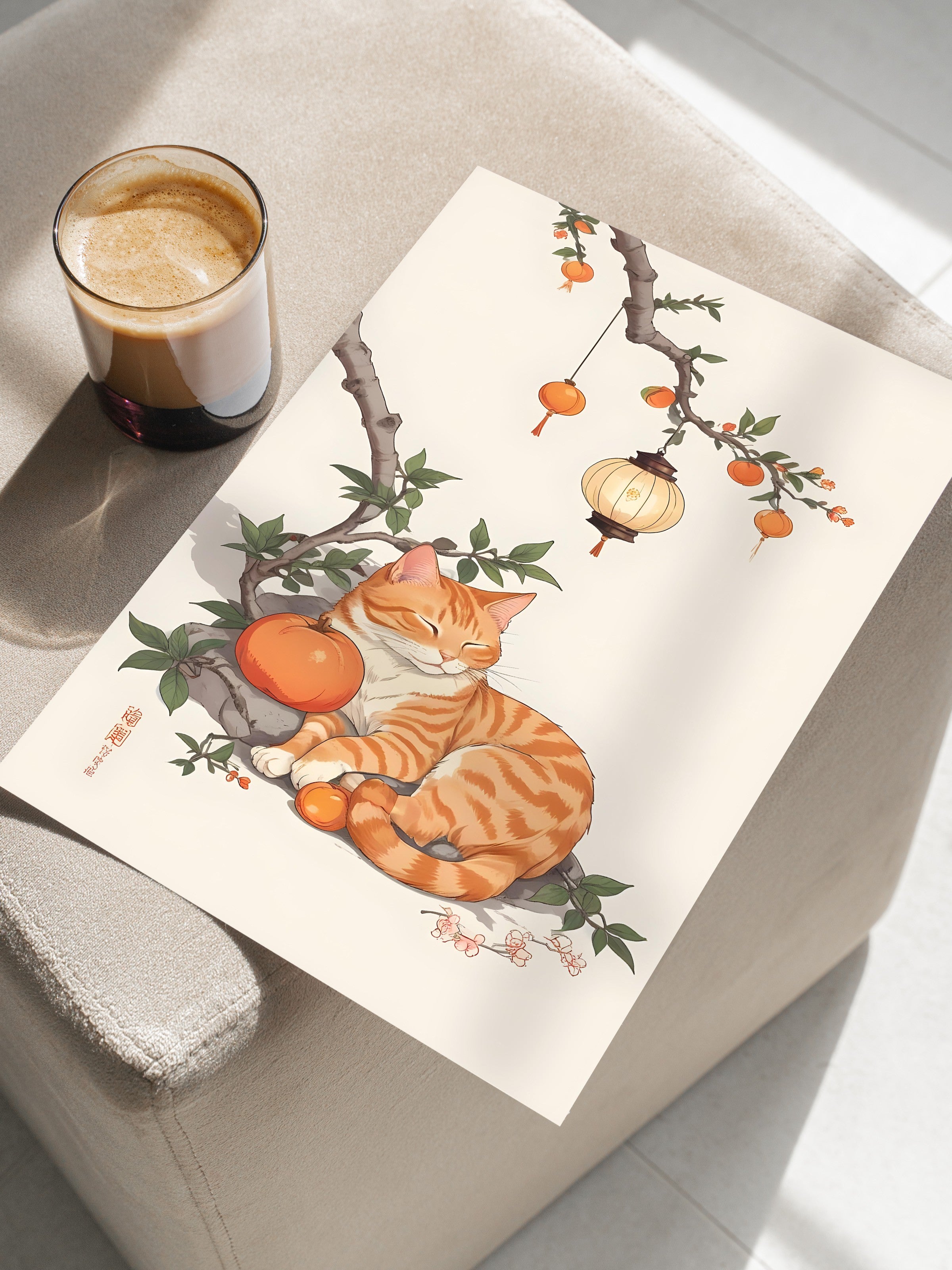 Çerçevesiz Poster, Orange Tabby, Comfort Serisi Mutfak Duvar Posteri, NO:109137