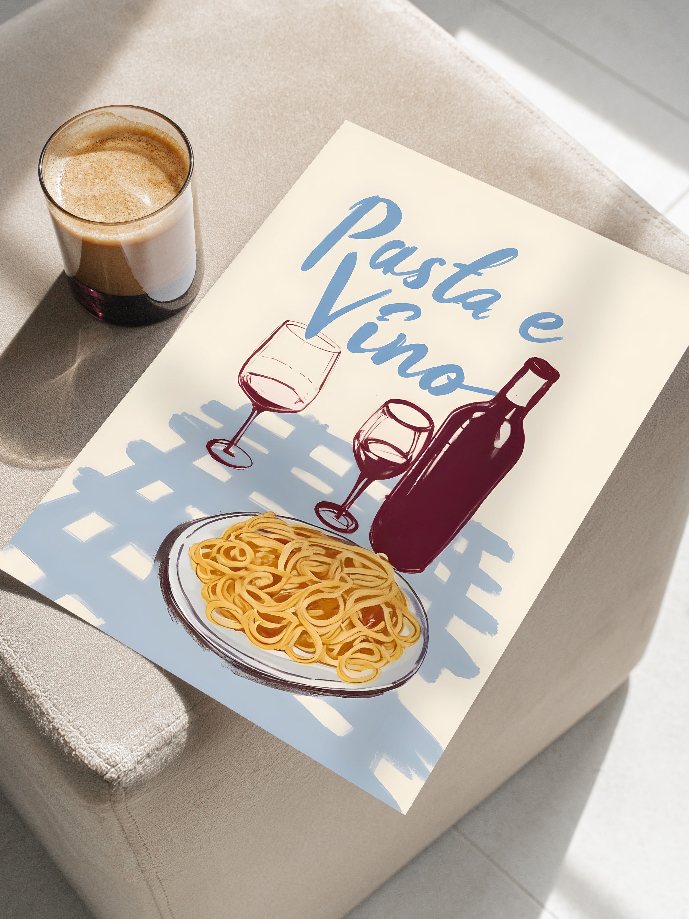 Çerçevesiz Poster, Pasta E Vino, Comfort Serisi Mutfak Duvar Posteri, NO:109123