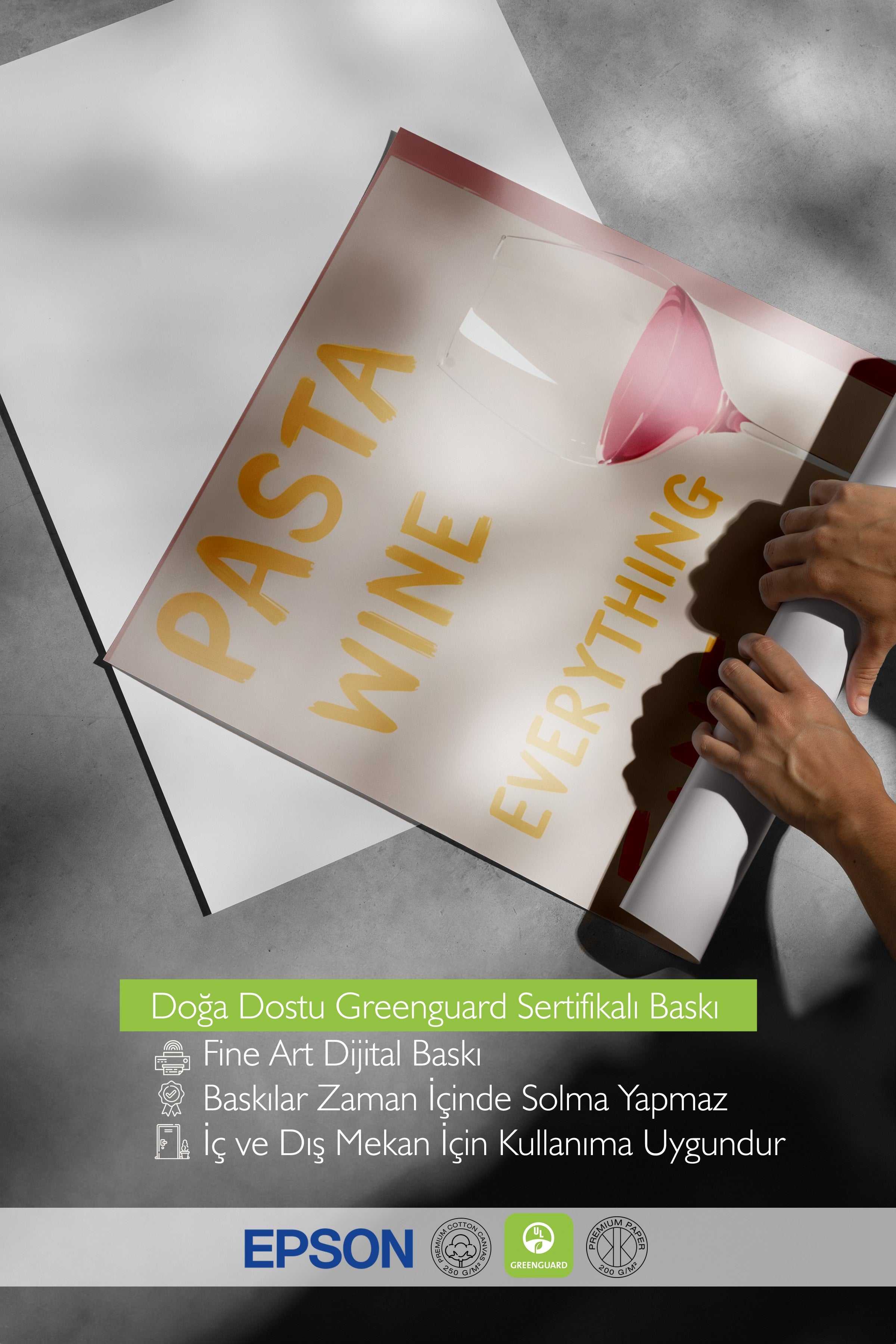 Çerçevesiz Poster, Pasta Wine, Everything Fine, Comfort Serisi Mutfak Duvar Posteri, NO:109061