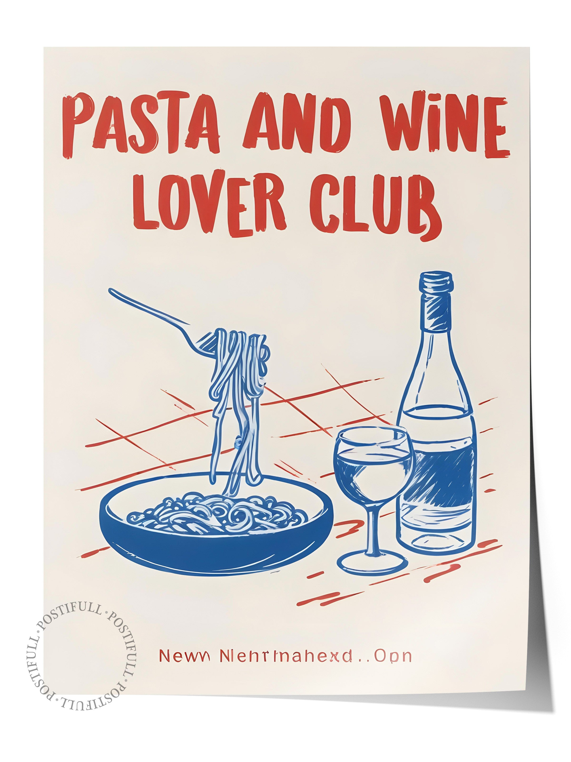 Çerçevesiz Poster, Pasta & Wine Lovers Club, Comfort Serisi Mutfak Duvar Posteri, NO:109077
