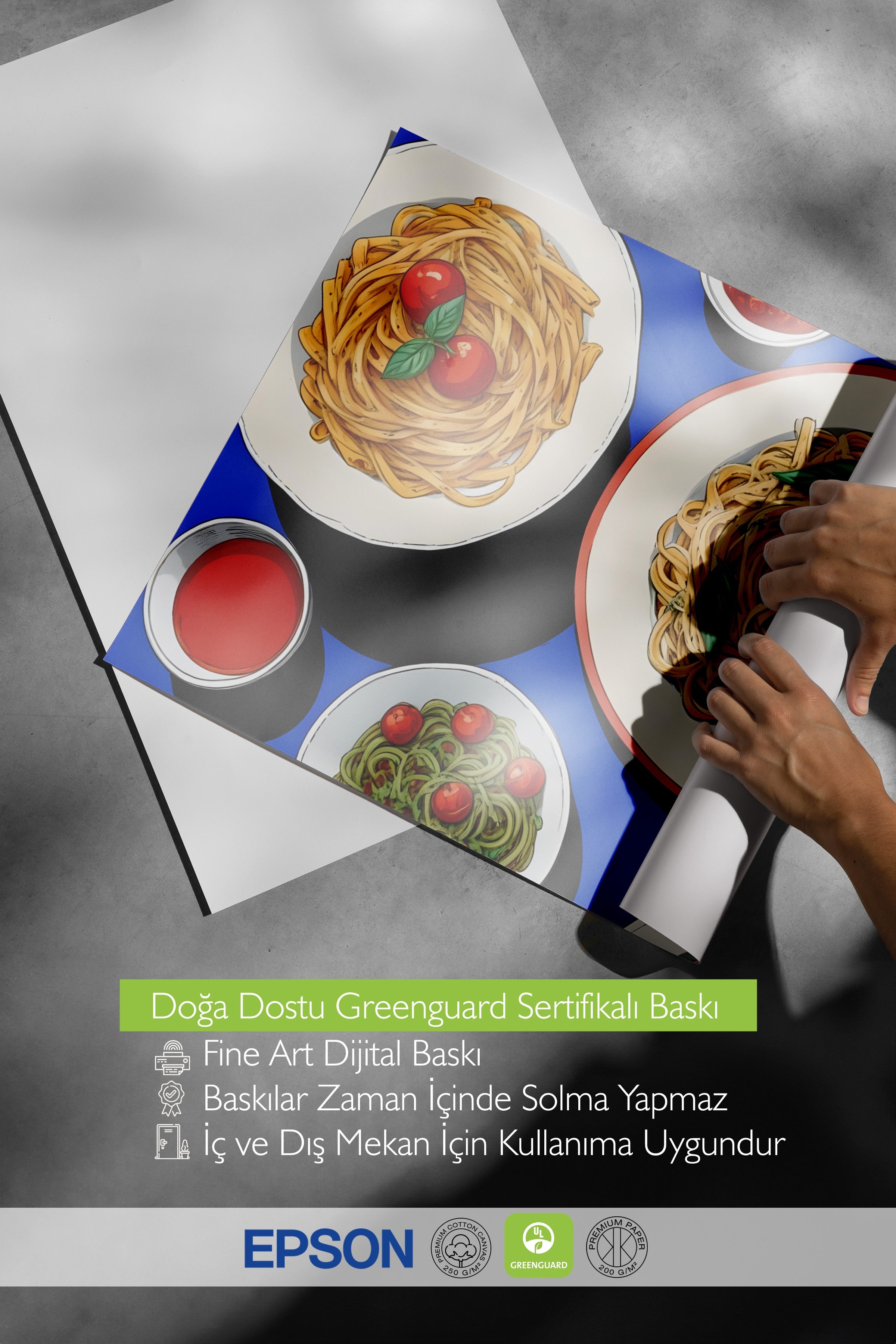 Çerçevesiz Poster, Pastas, Comfort Serisi Mutfak Duvar Posteri, NO:109101
