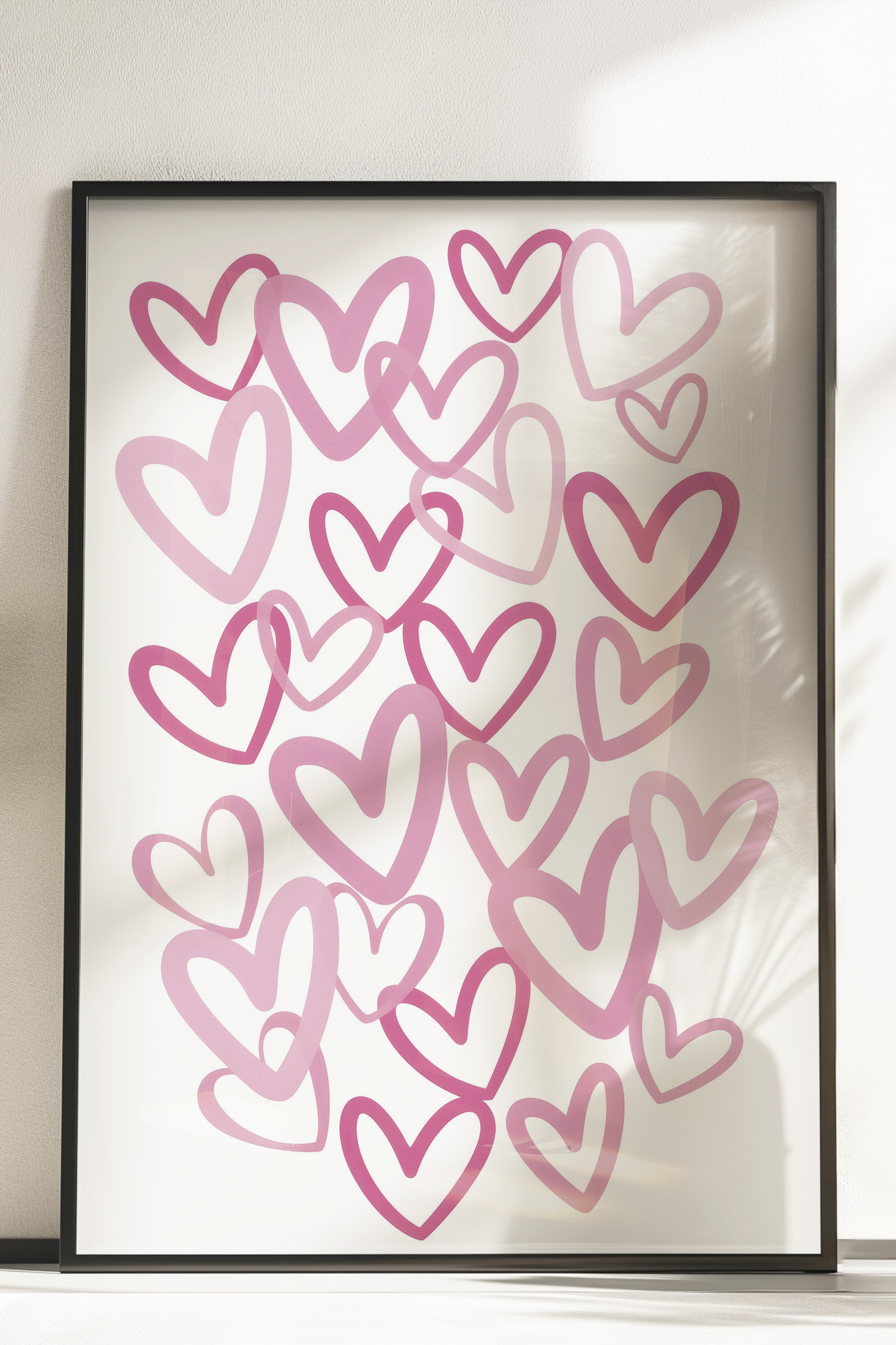 Çerçevesiz Poster, Pink Hearts, Comfort Serisi Duvar Posteri, NO:108944