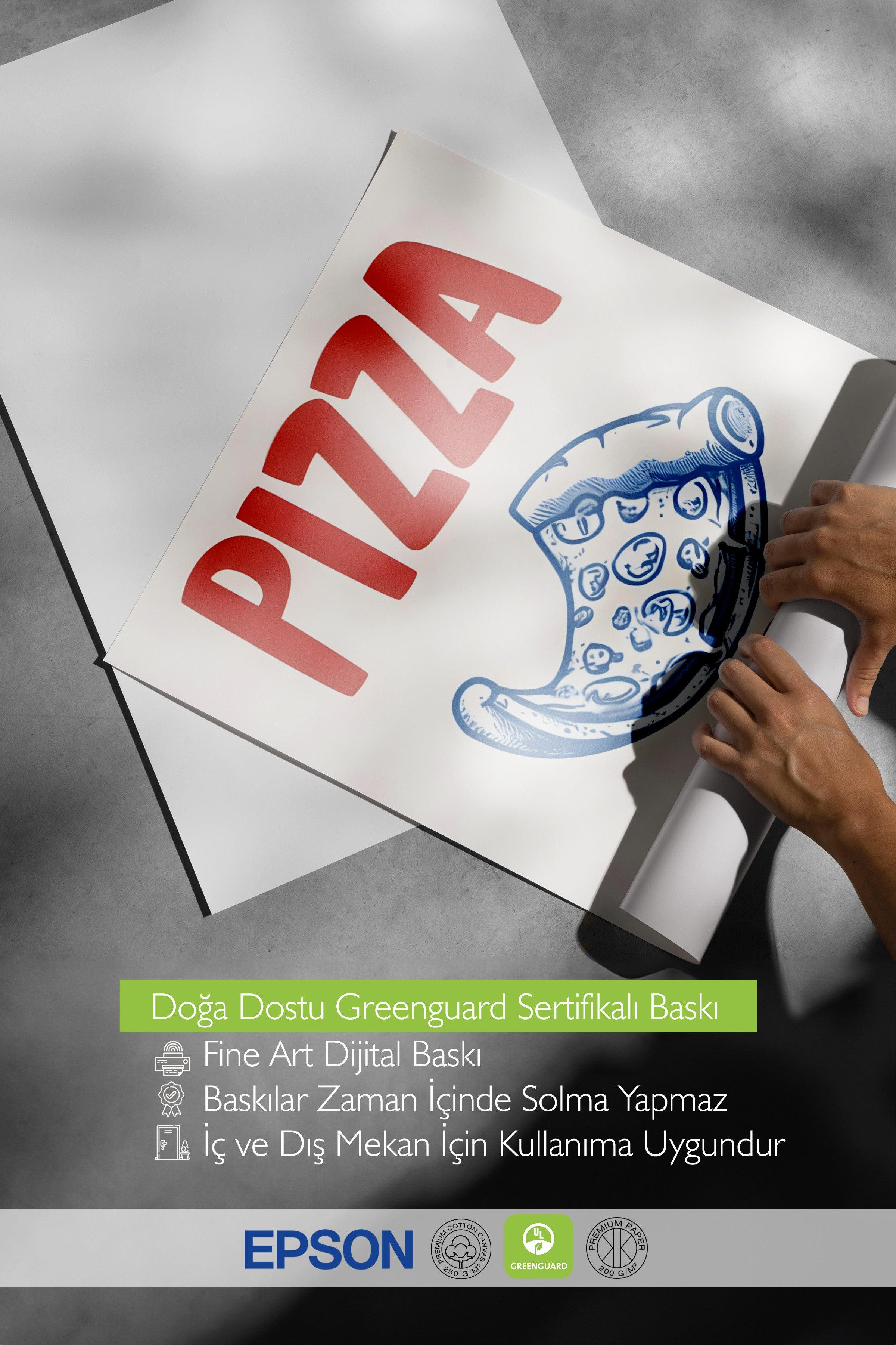 Çerçevesiz Poster, Pizza Club, Comfort Serisi Mutfak Duvar Posteri, NO:109071
