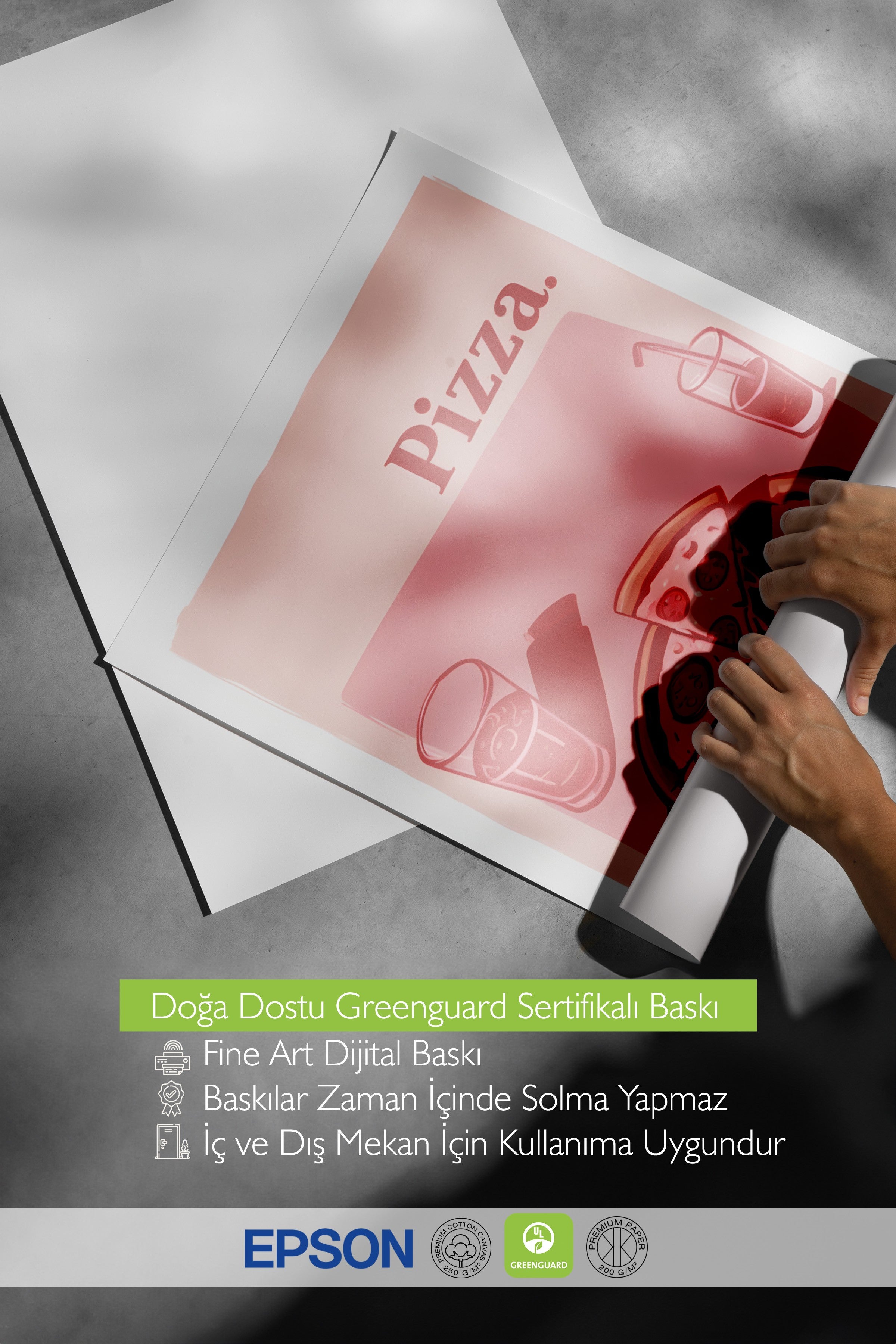 Çerçevesiz Poster, Pizza., Comfort Serisi Mutfak Duvar Posteri, NO:109094