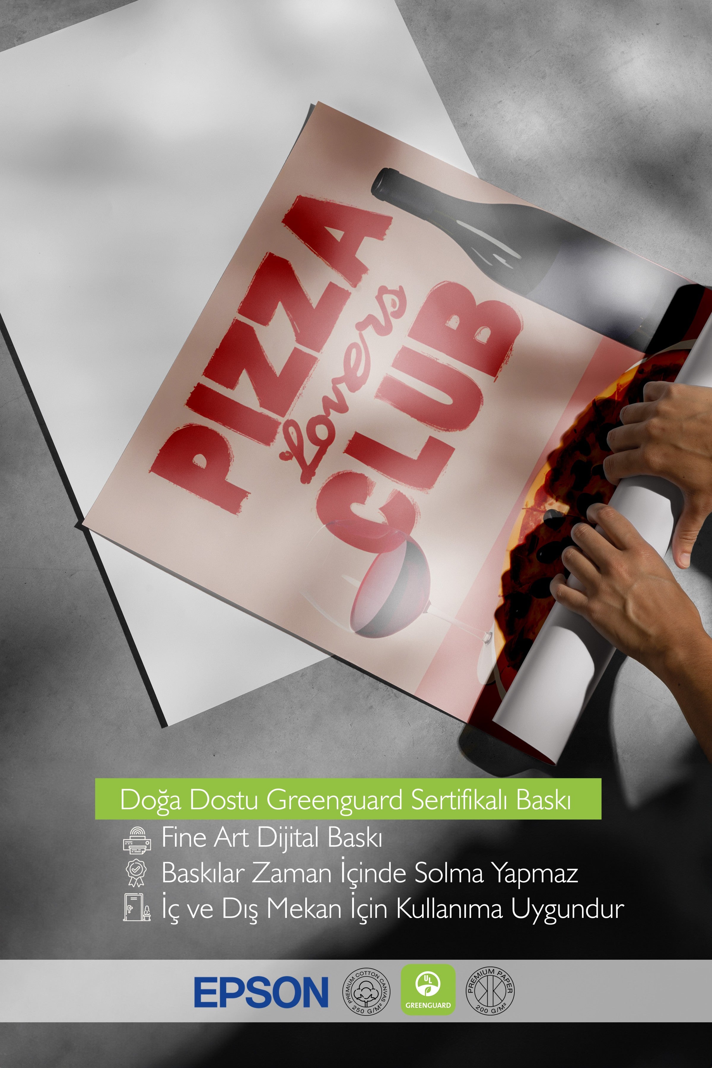 Çerçevesiz Poster, Pizza Lovers Club, Comfort Serisi Mutfak Duvar Posteri, NO:109072