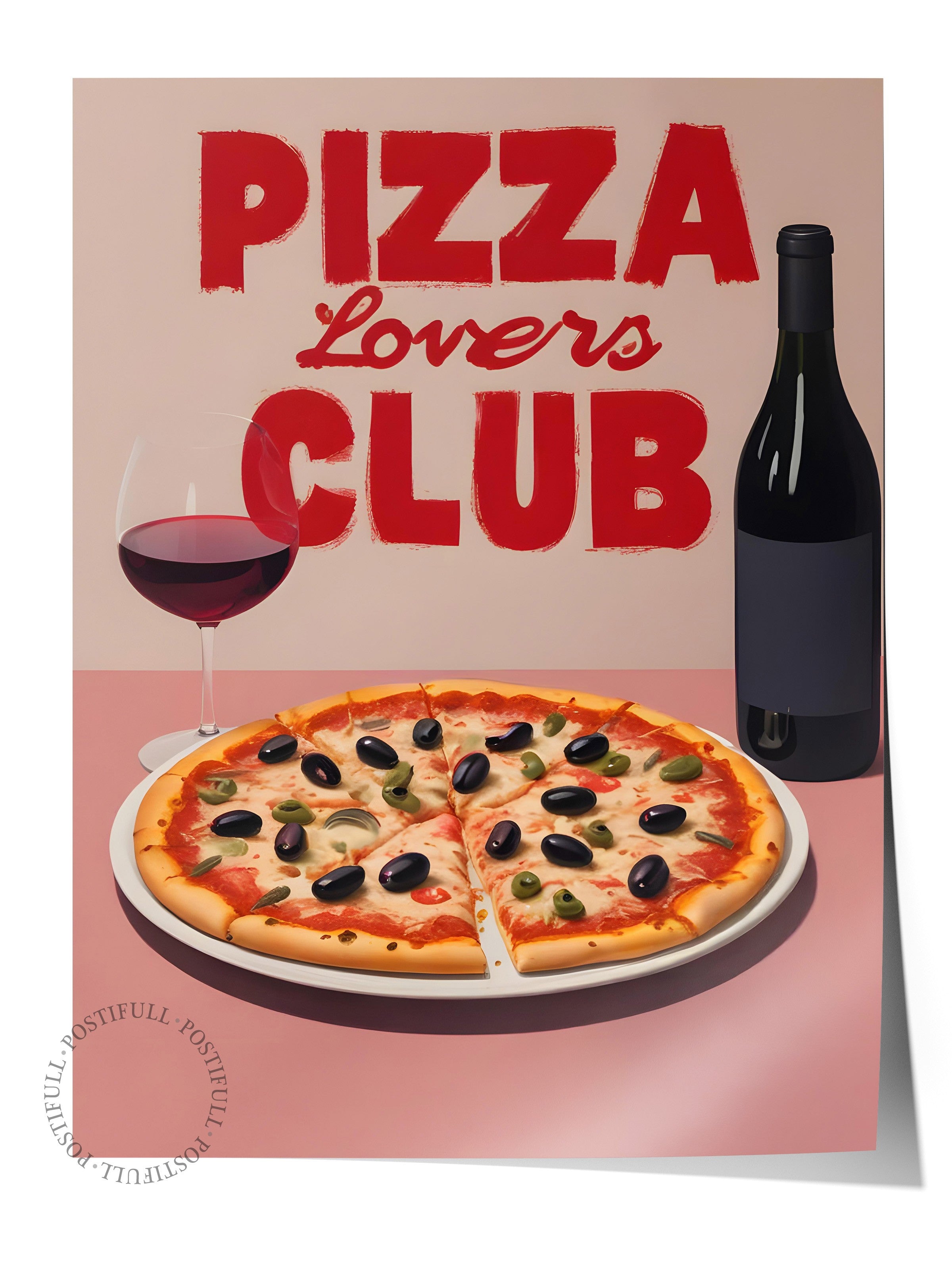 Çerçevesiz Poster, Pizza Lovers Club, Comfort Serisi Mutfak Duvar Posteri, NO:109072