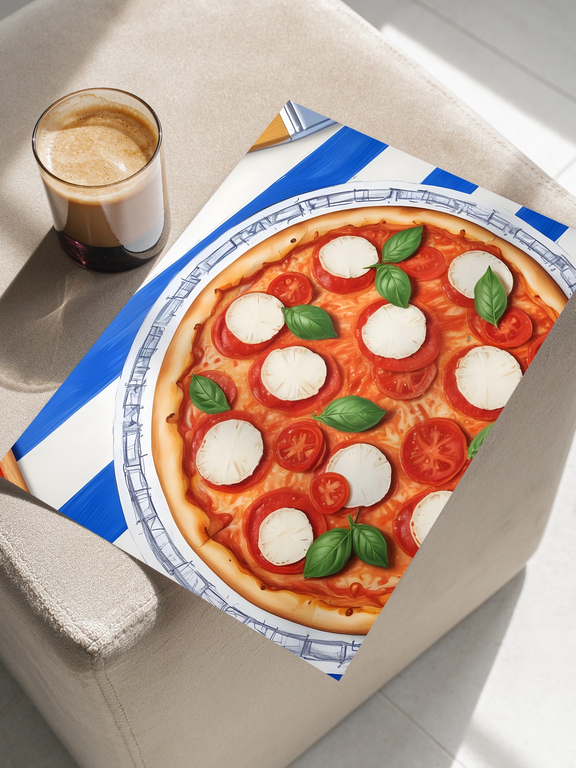 Çerçevesiz Poster, Pizza Plate, Comfort Serisi Mutfak Duvar Posteri, NO:109103