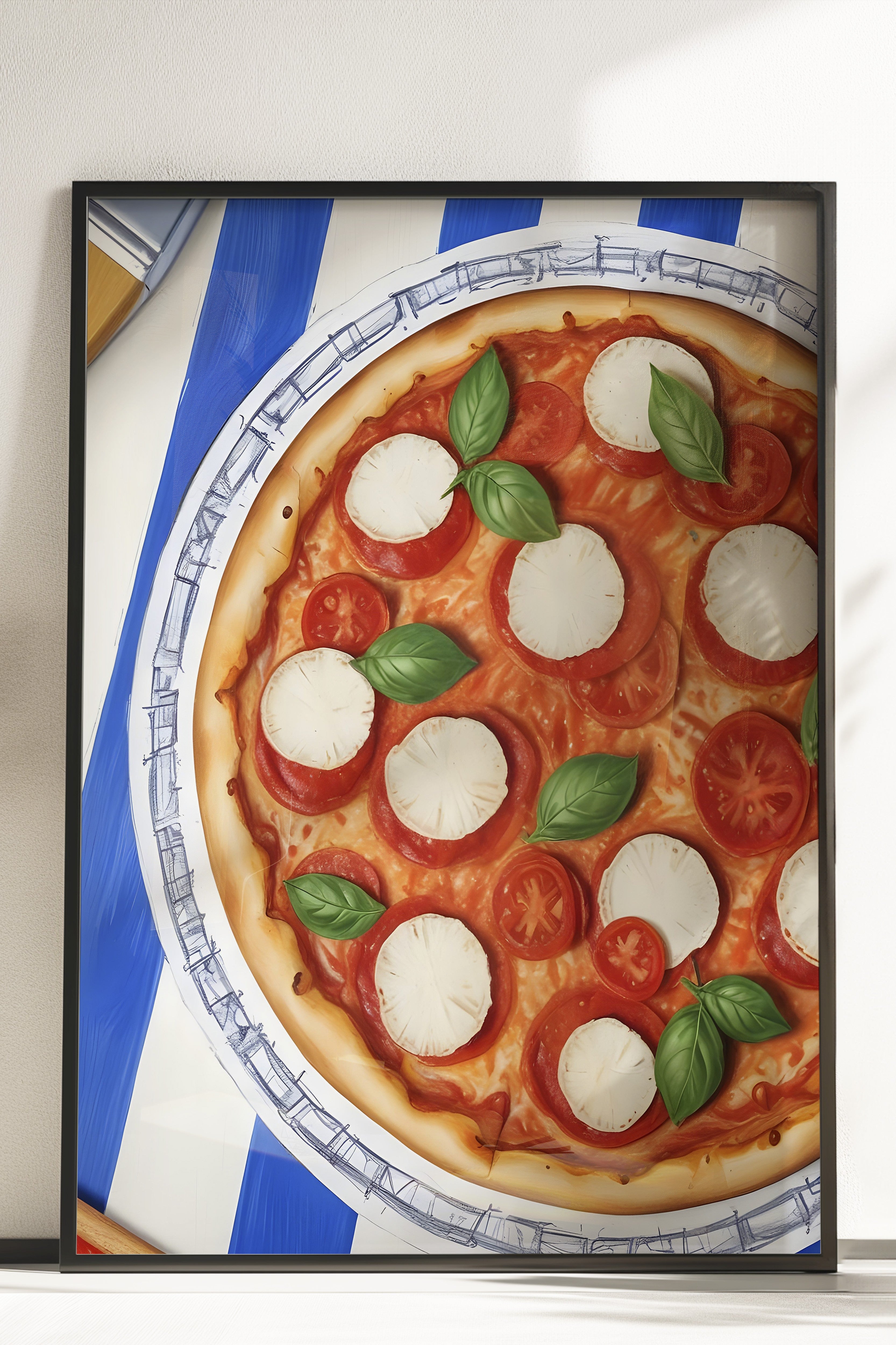 Çerçevesiz Poster, Pizza Plate, Comfort Serisi Mutfak Duvar Posteri, NO:109103