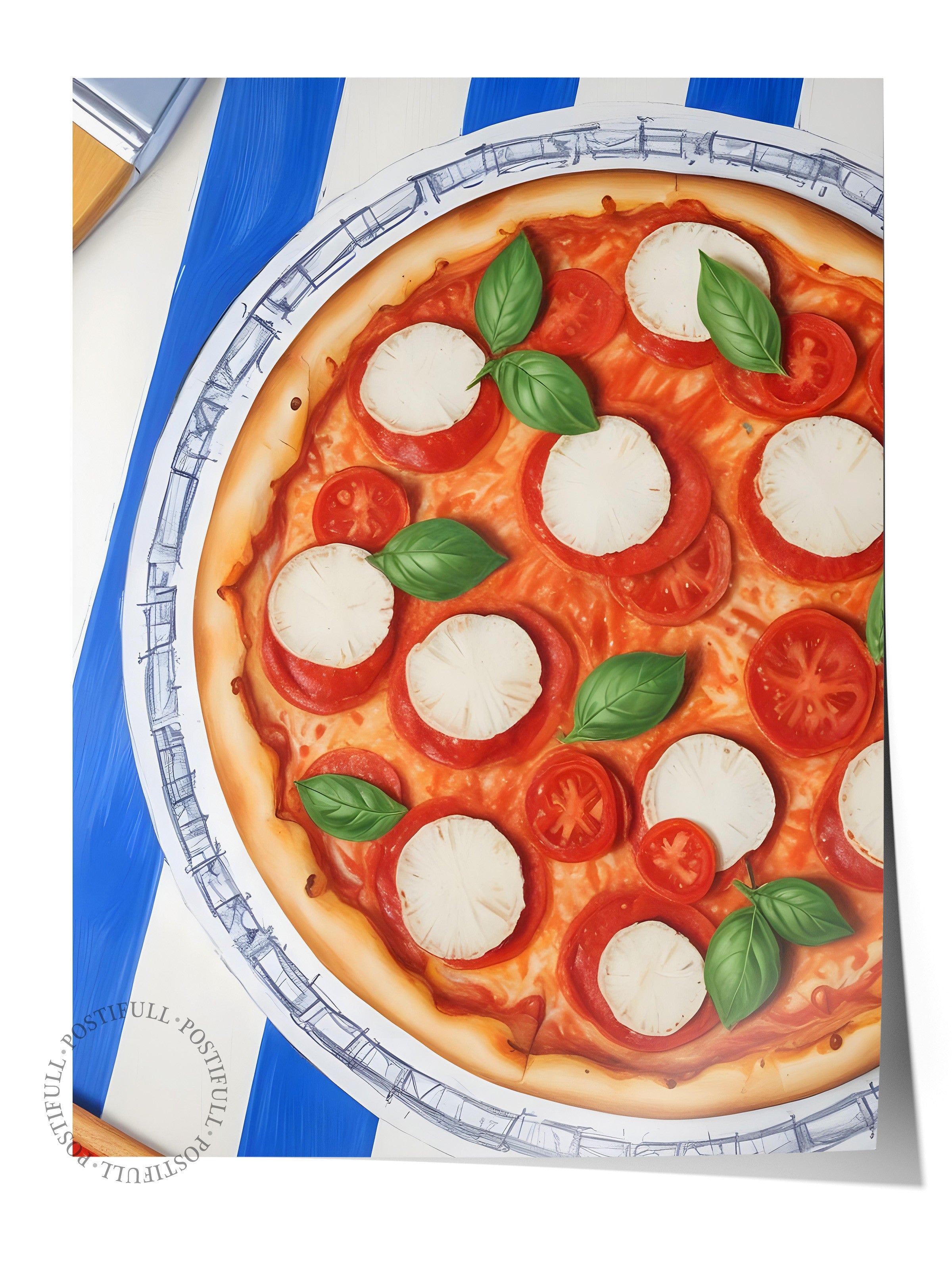 Çerçevesiz Poster, Pizza Plate, Comfort Serisi Mutfak Duvar Posteri, NO:109103