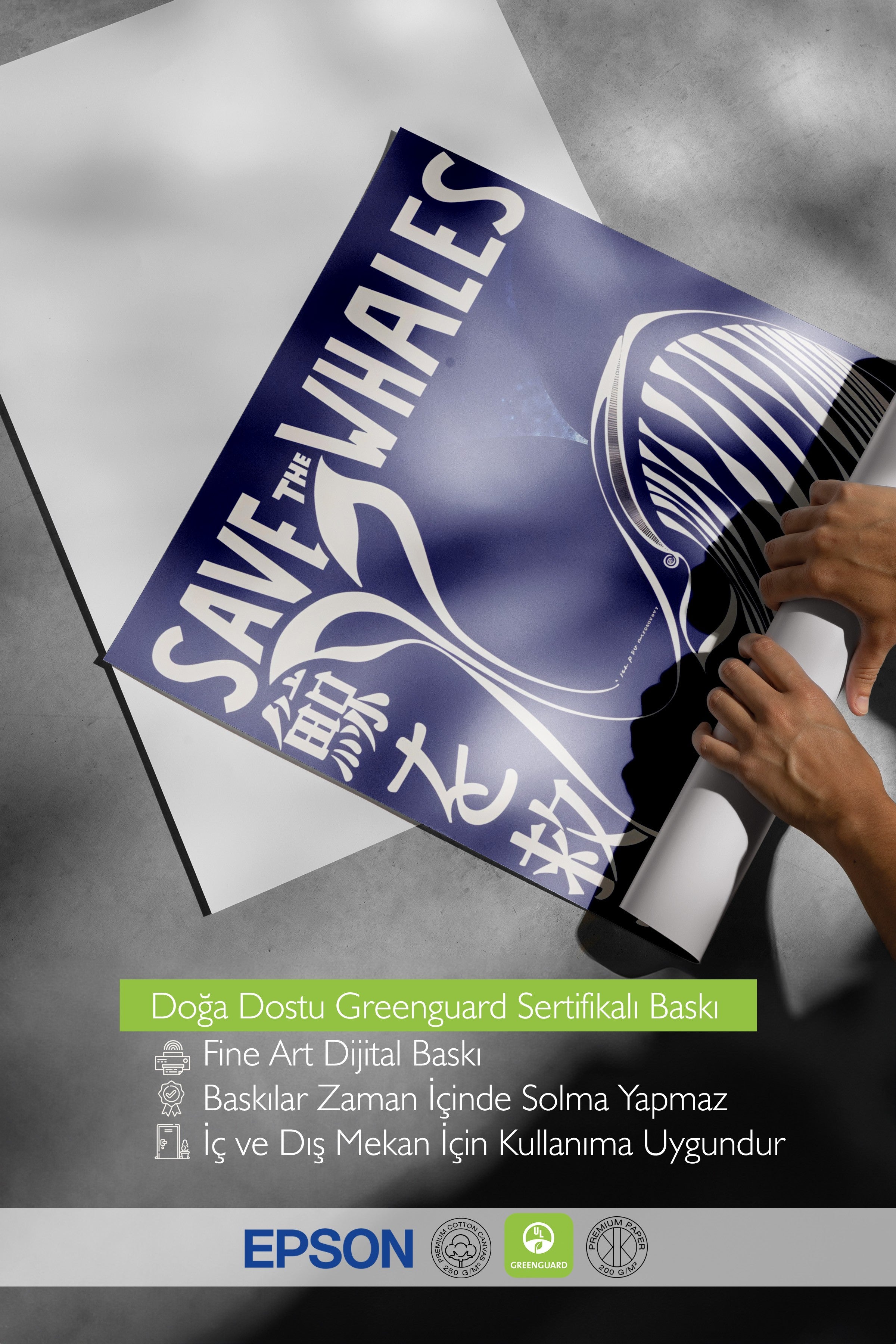 Çerçevesiz Poster, Save the whales, Comfort Serisi Duvar Posteri, NO:108974