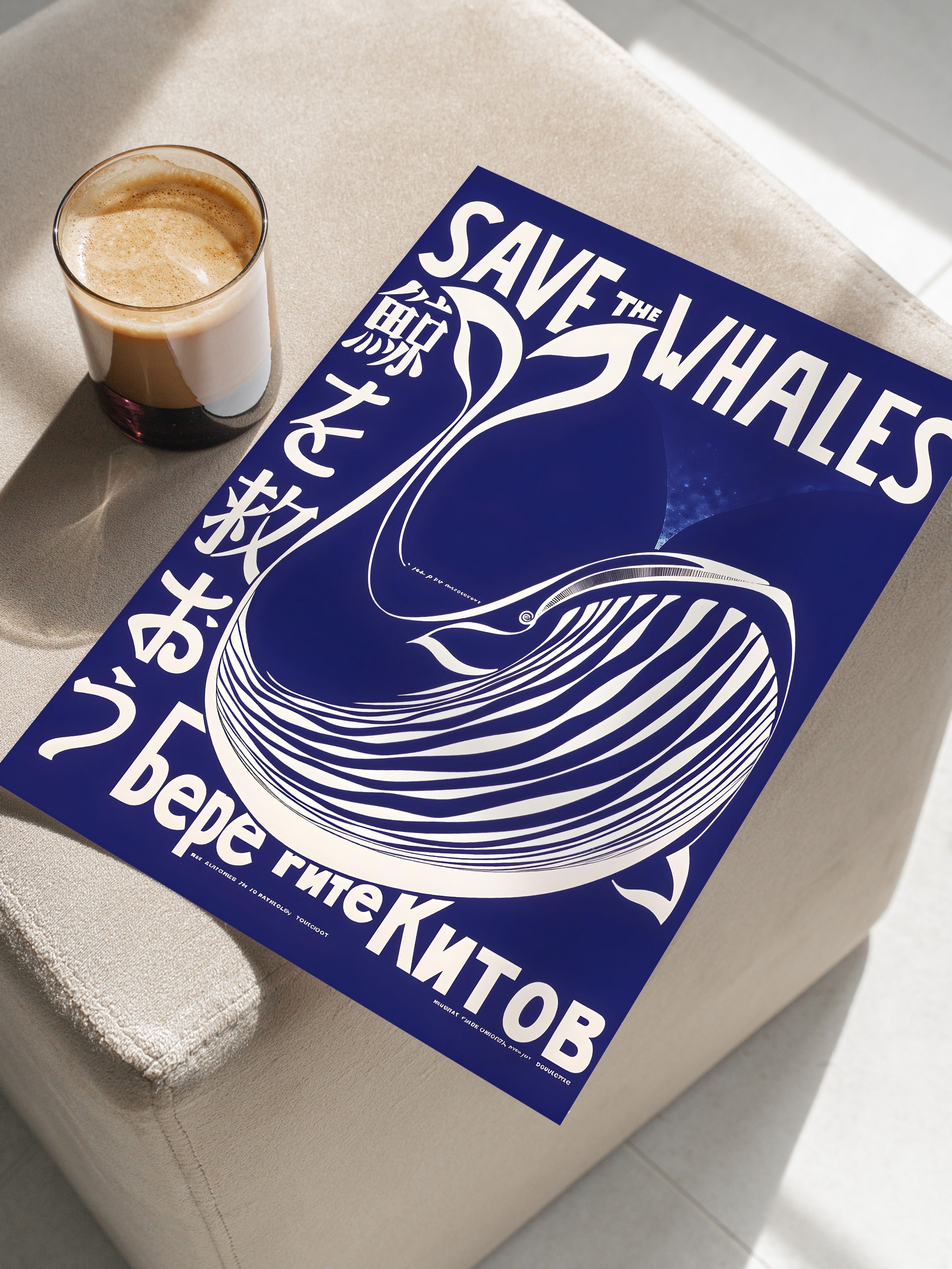 Çerçevesiz Poster, Save the whales, Comfort Serisi Duvar Posteri, NO:108974