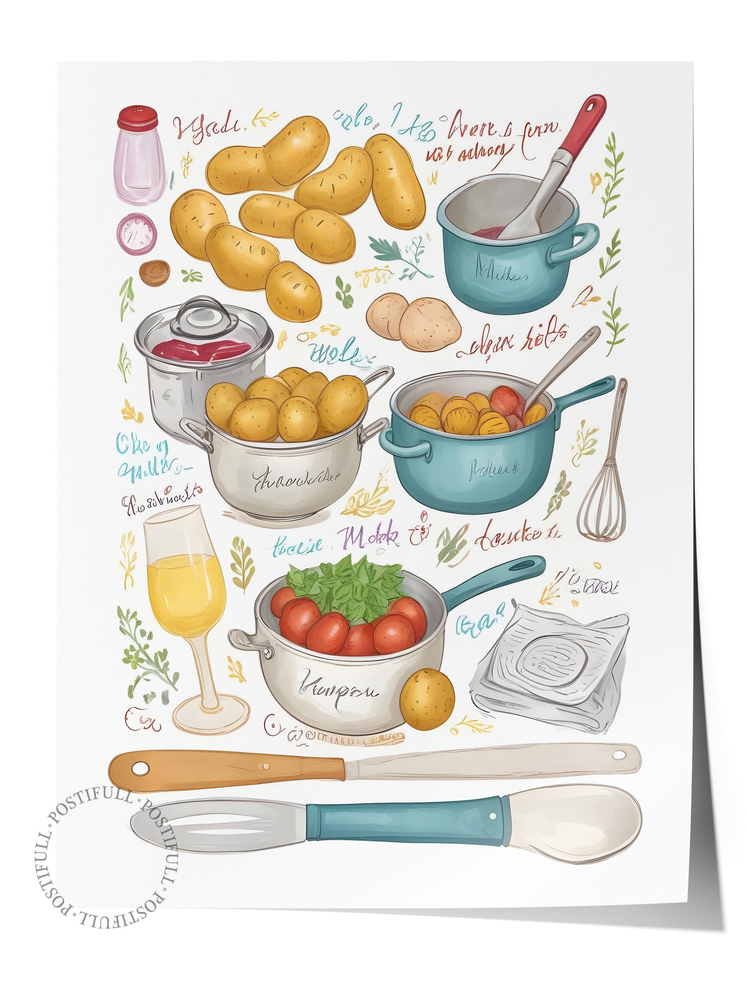 Çerçevesiz Poster, Secret Recipe, Comfort Serisi Mutfak Duvar Posteri, NO:109066