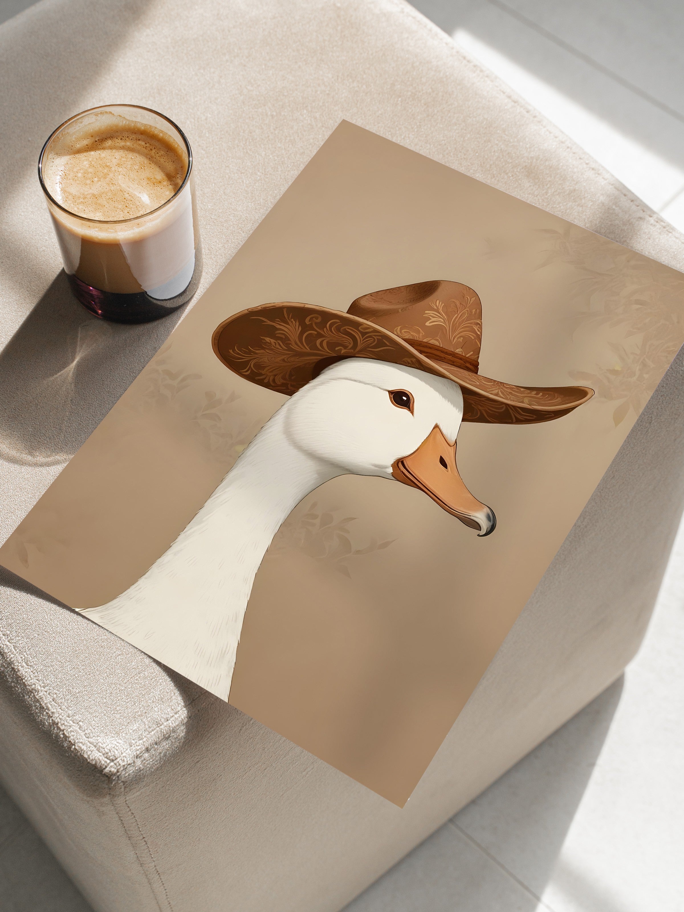 Çerçevesiz Poster, Silly Cowboy Goose, Comfort Serisi Duvar Posteri, NO:108955