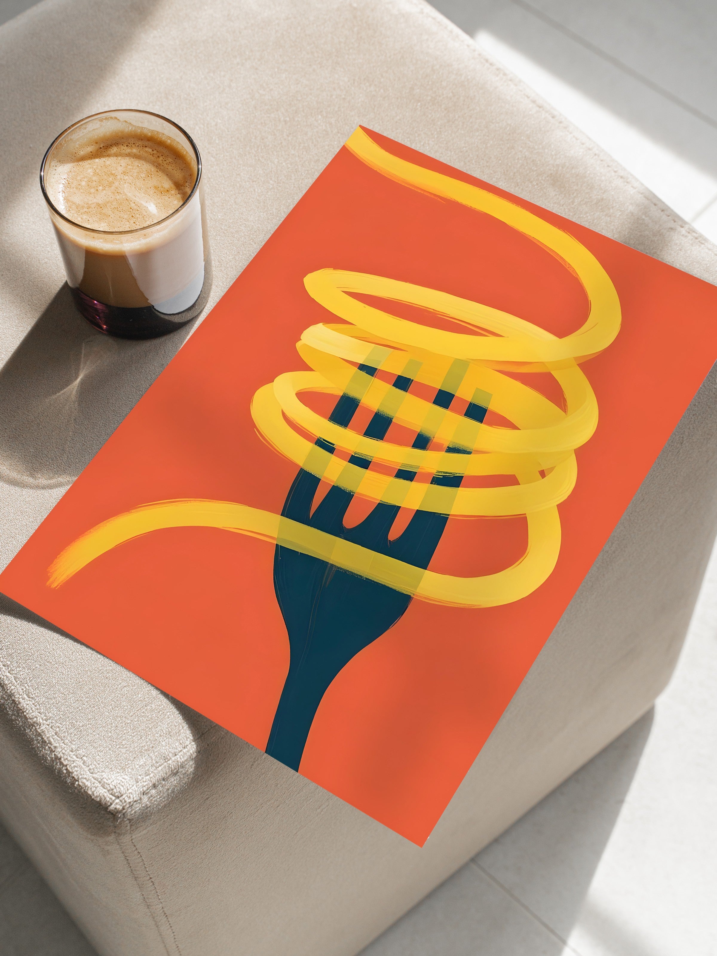 Çerçevesiz Poster, Spaghetti Fork, Comfort Serisi Mutfak Duvar Posteri, NO:109081