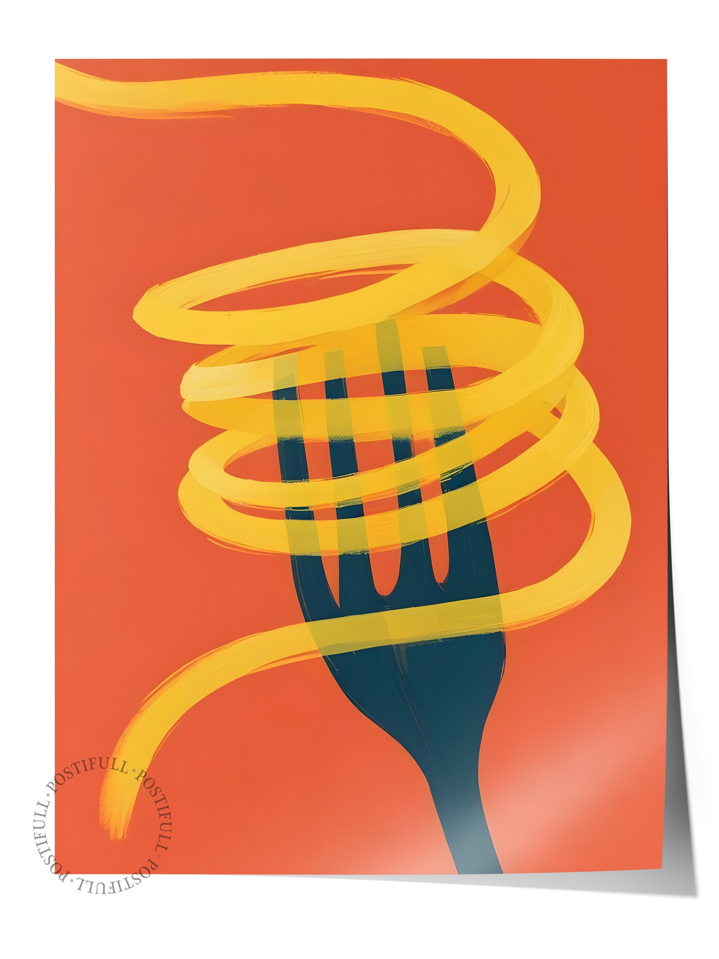 Çerçevesiz Poster, Spaghetti Fork, Comfort Serisi Mutfak Duvar Posteri, NO:109081