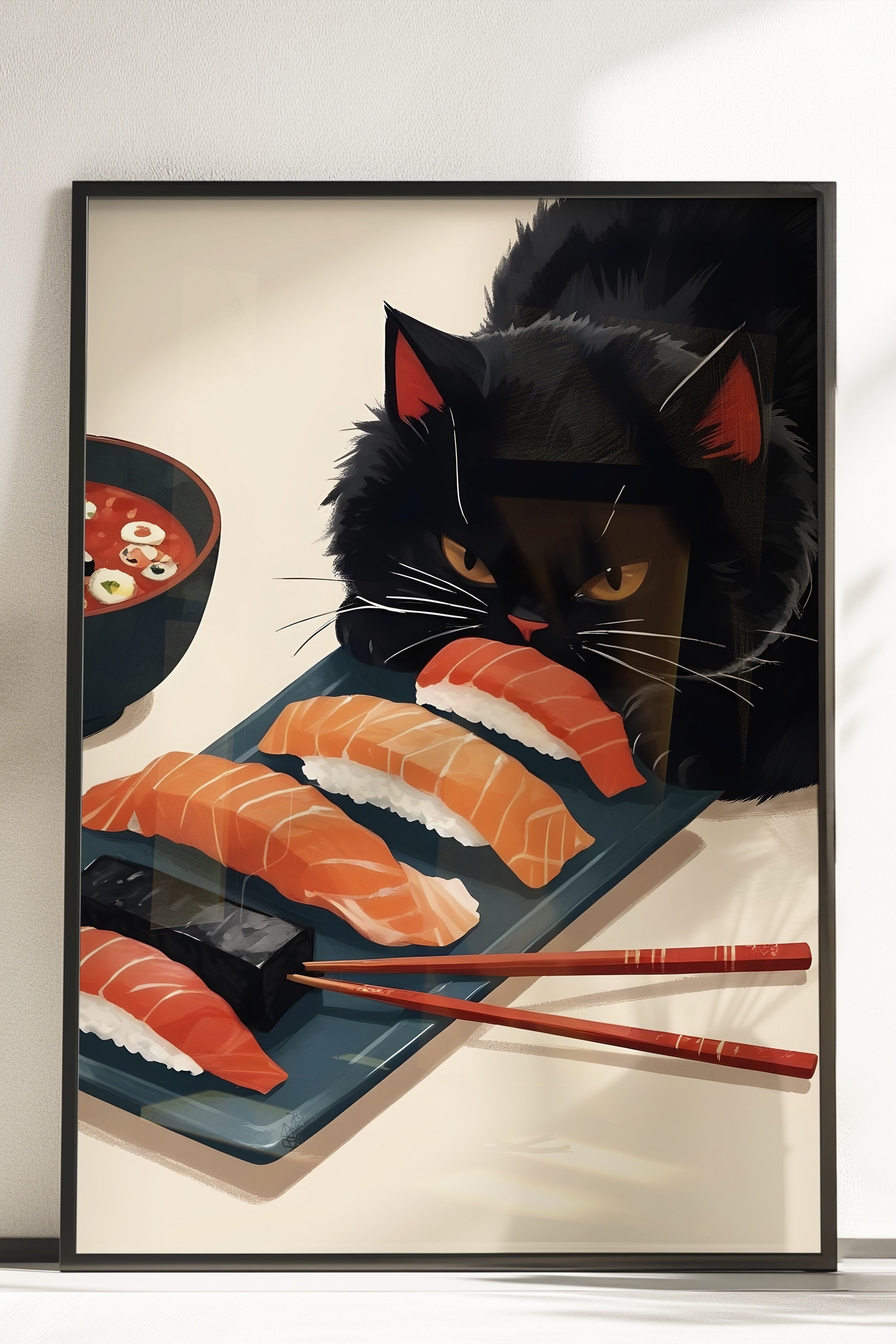 Çerçevesiz Poster, Sushi Warrior, Comfort Serisi Mutfak Duvar Posteri, NO:109162