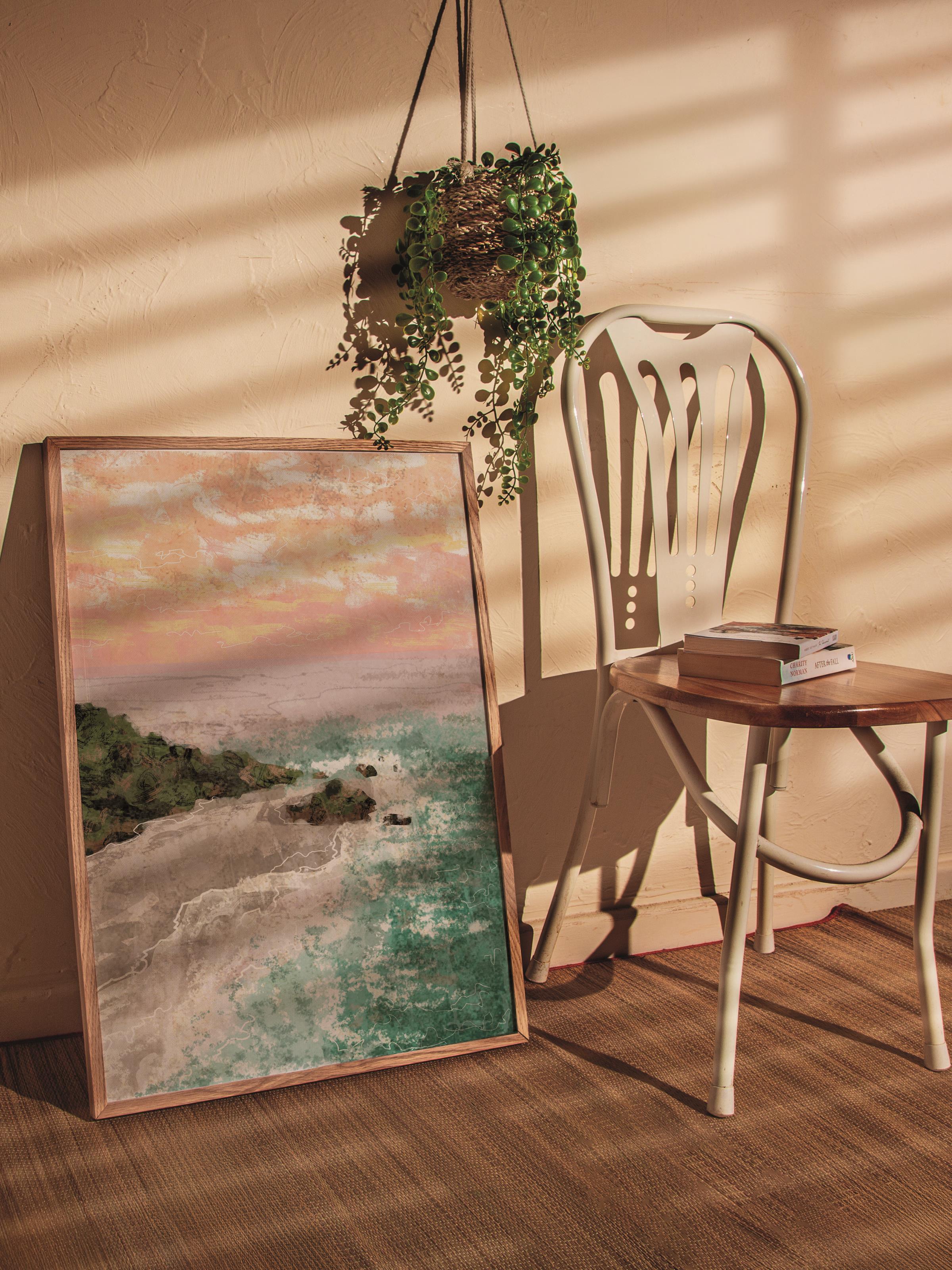 Çerçevesiz Poster Tablo, Duvar Posteri, Kağıt Poster, Deniz Kıyısı , Maximalist No:180