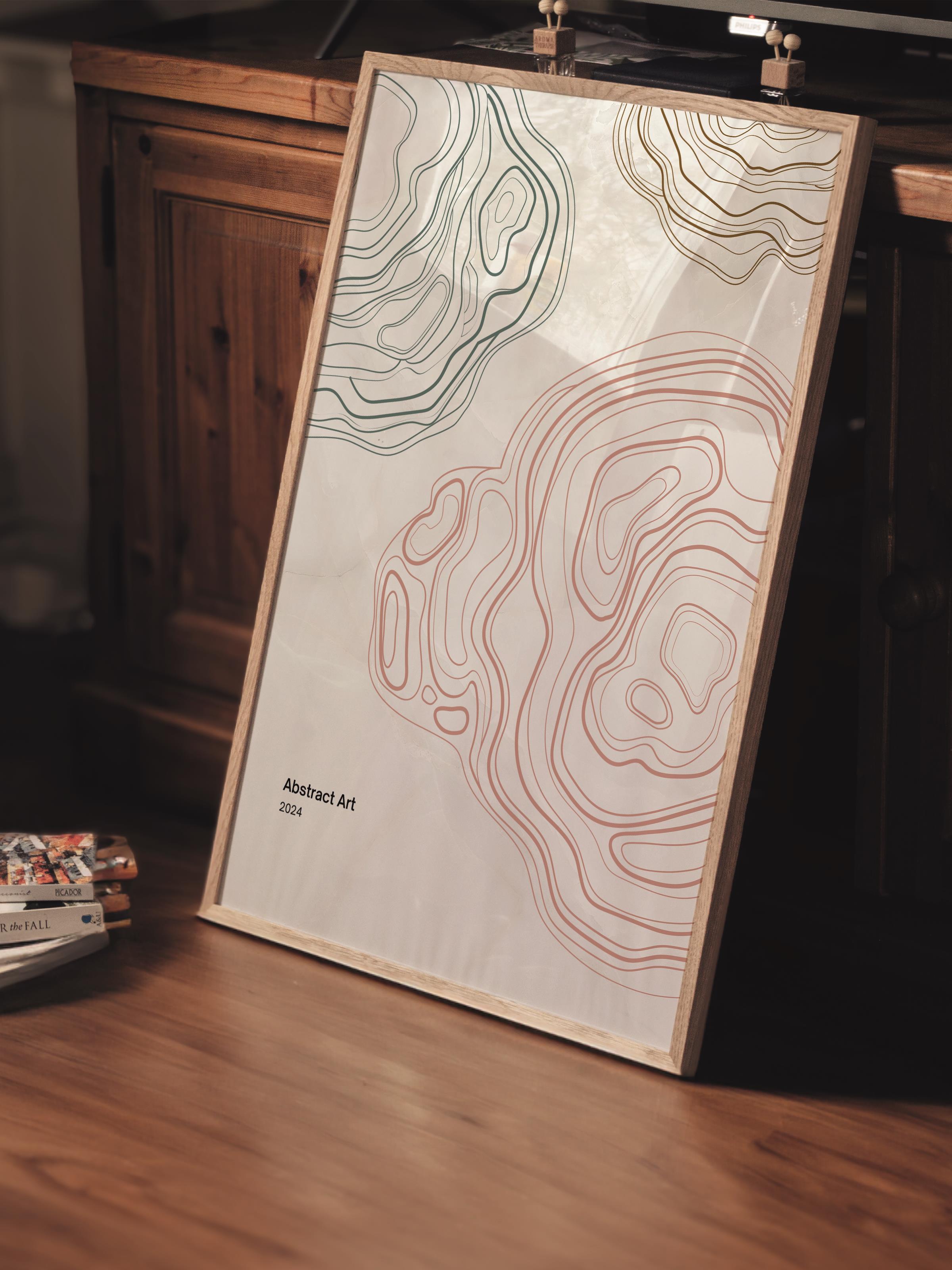 Çerçevesiz Poster Tablo, Duvar Posteri, Kağıt Poster, Topografik Hatlar , Maximalist No:189