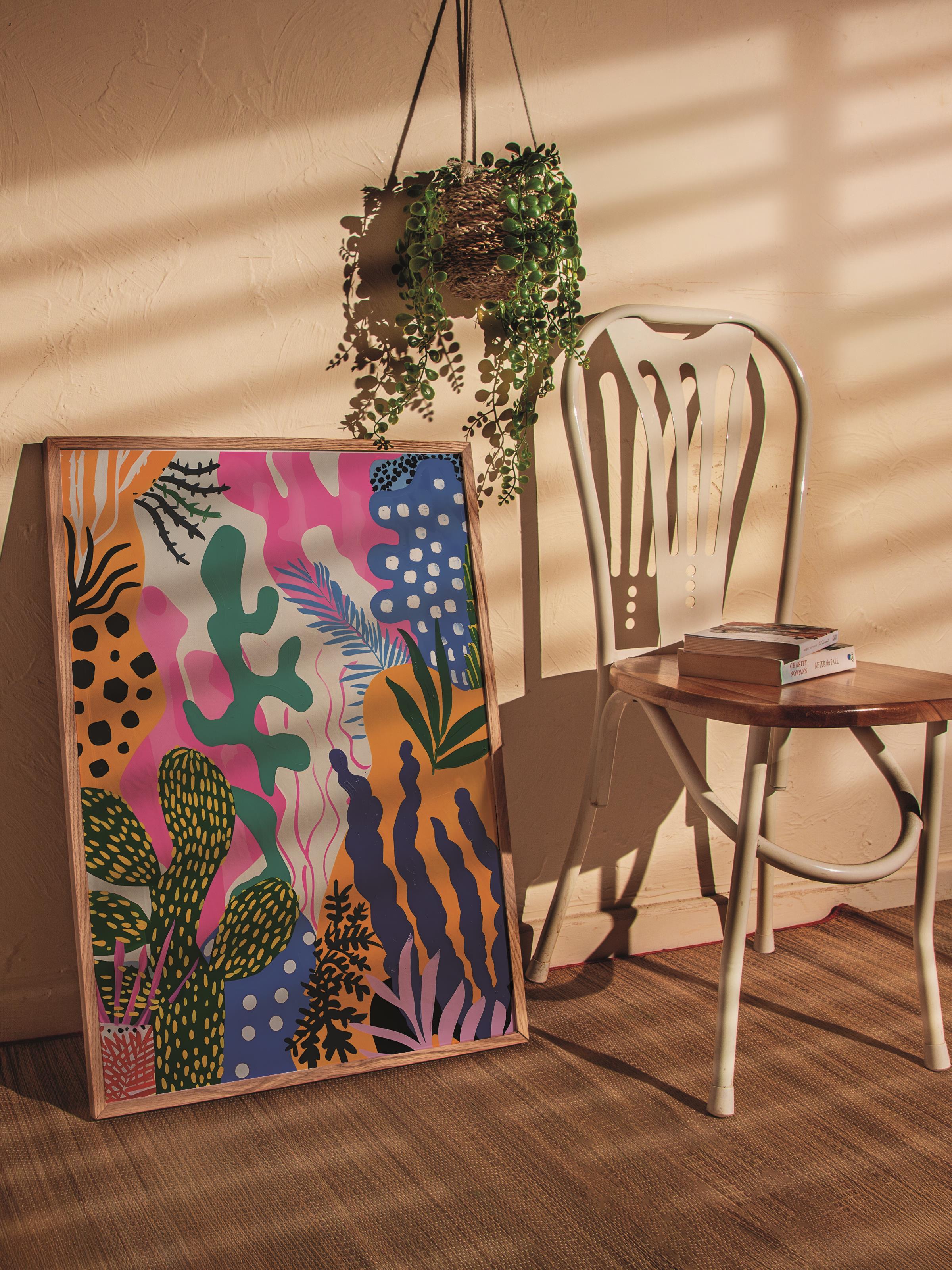 Çerçevesiz Poster Tablo, Duvar Posteri, Kağıt Poster, Tropikal Desenler , Maximalist No:117