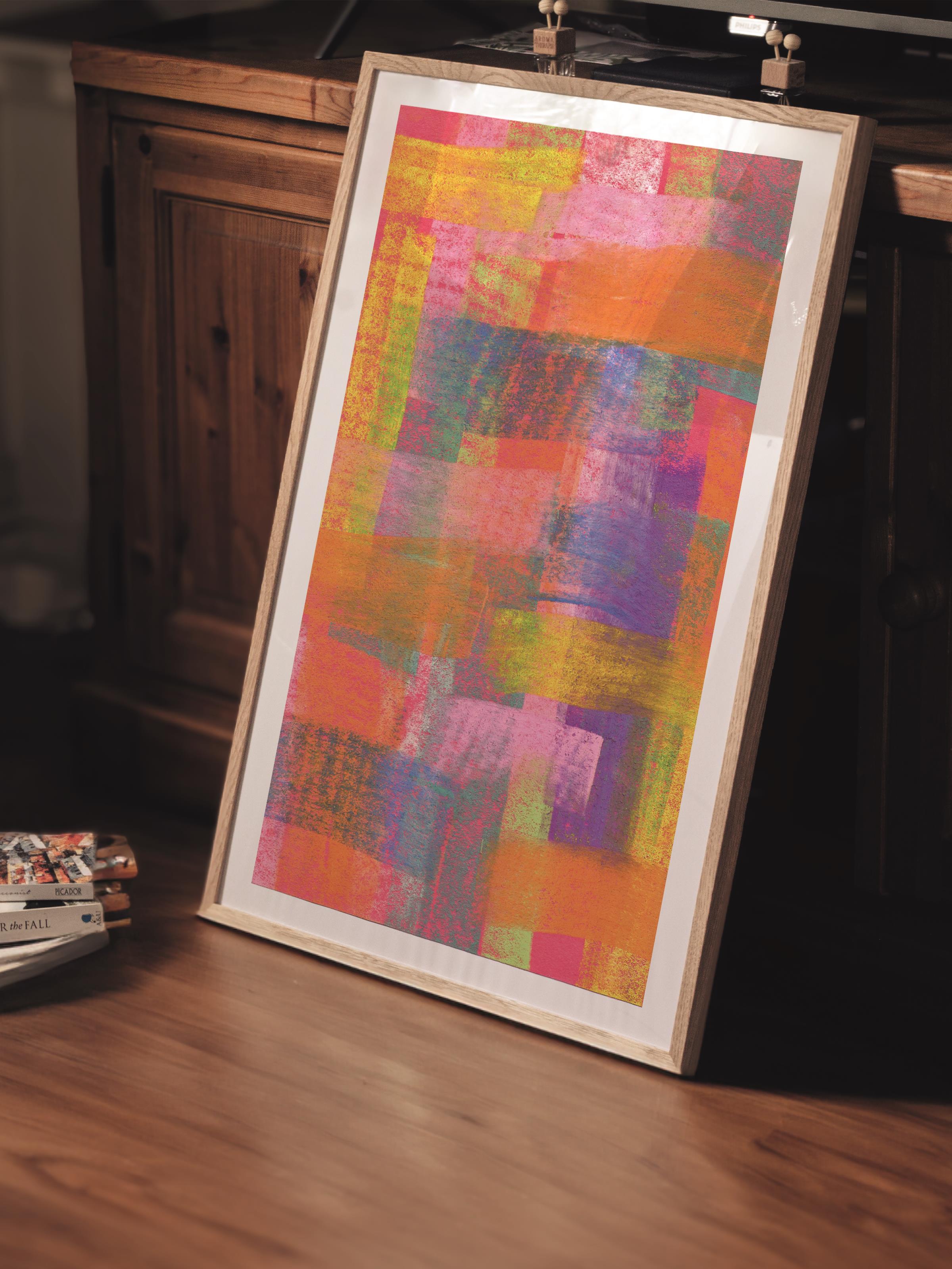 Çerçevesiz Poster Tablo, Duvar Posteri, Kağıt Poster, Renkli Dokulu Soyut , Maximalist No:7