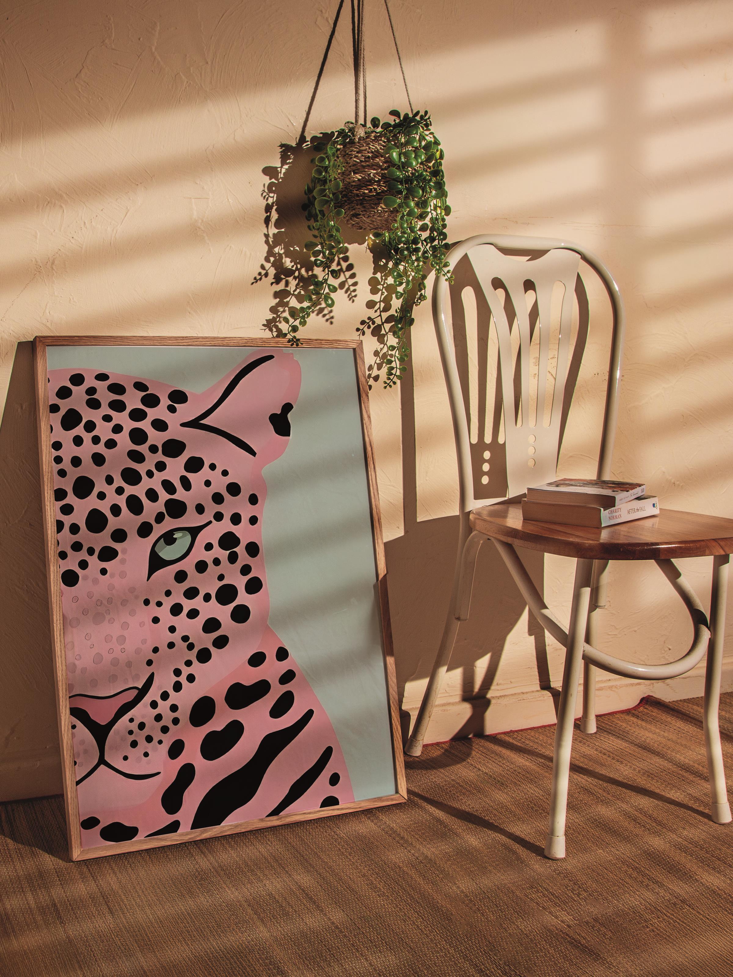 Çerçevesiz Poster Tablo, Duvar Posteri, Kağıt Poster, Leoparın İzinde , Maximalist No:55