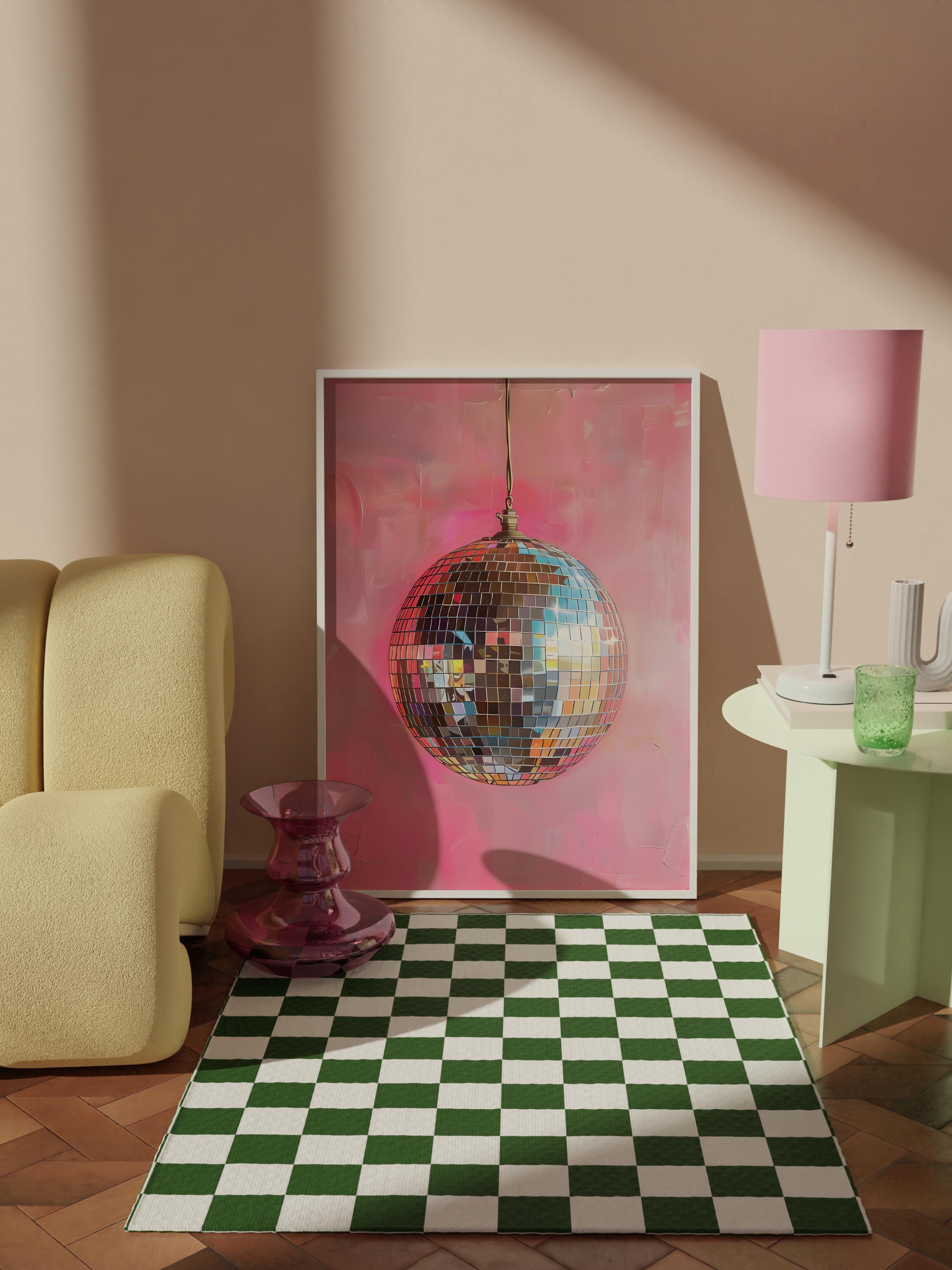 Çerçevesiz Poster Tablo, Duvar Posteri, Kağıt Poster, Pembe Disko Akşamı , Maximalist No:94