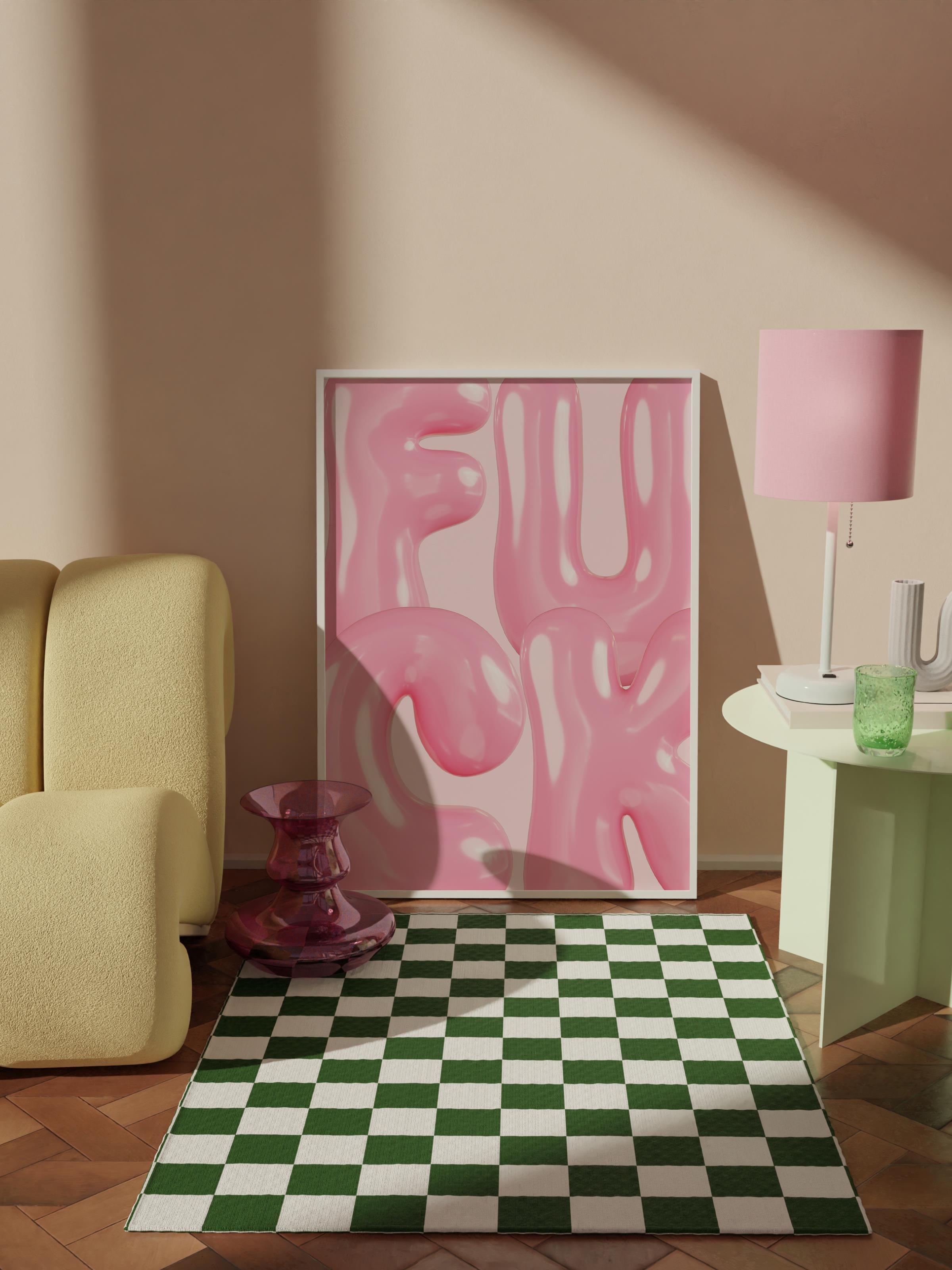 Çerçevesiz Poster Tablo, Duvar Posteri, Kağıt Poster, Pembe Eğlenceli Yazılar , Maximalist No:26