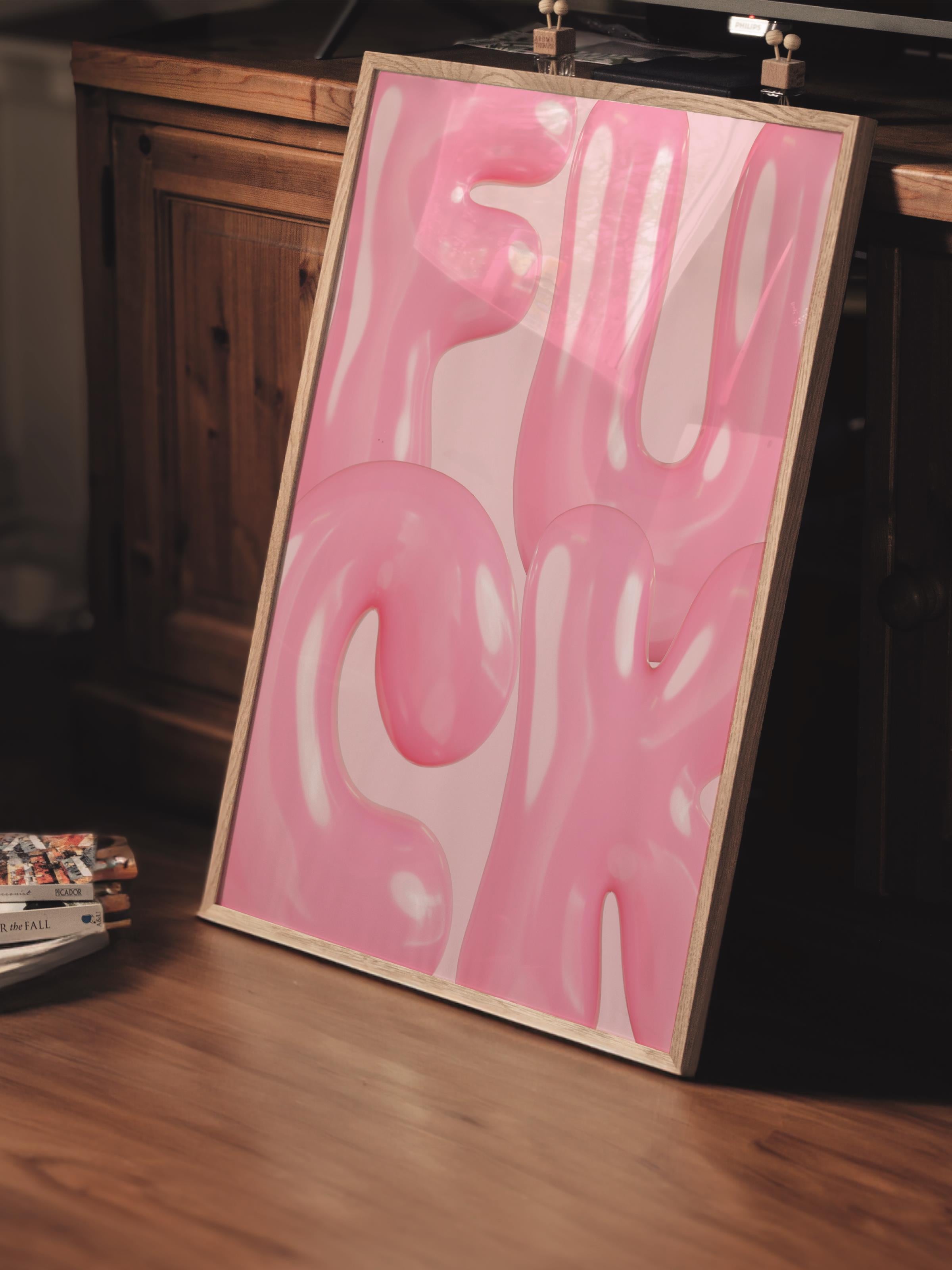 Çerçevesiz Poster Tablo, Duvar Posteri, Kağıt Poster, Pembe Eğlenceli Yazılar , Maximalist No:26