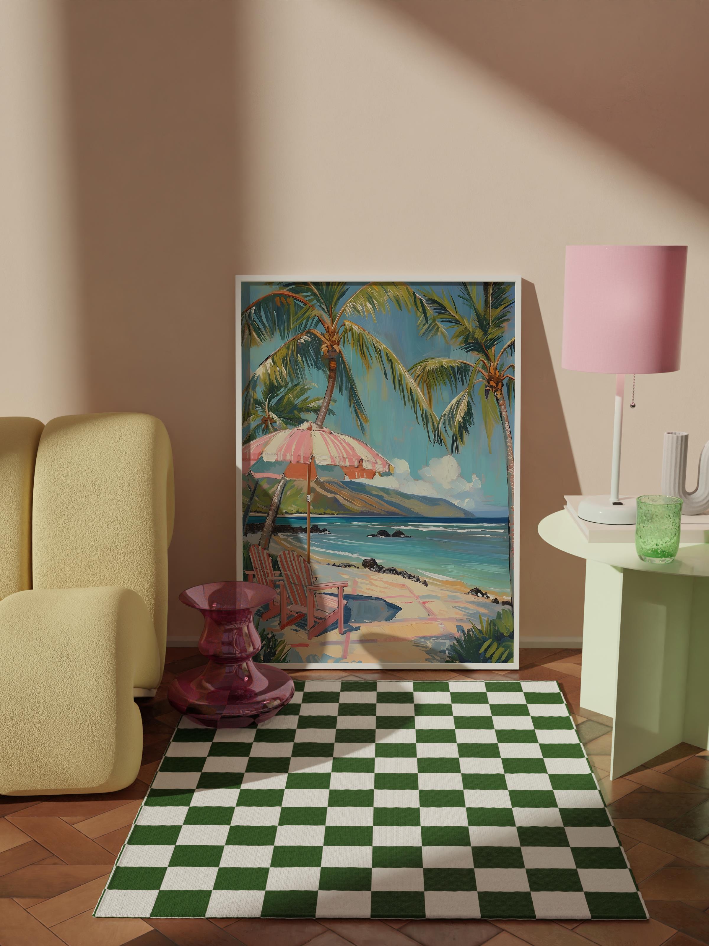 Çerçevesiz Poster Tablo, Duvar Posteri, Kağıt Poster, Mavi Sahil Kaçamağı , Maximalist No:4