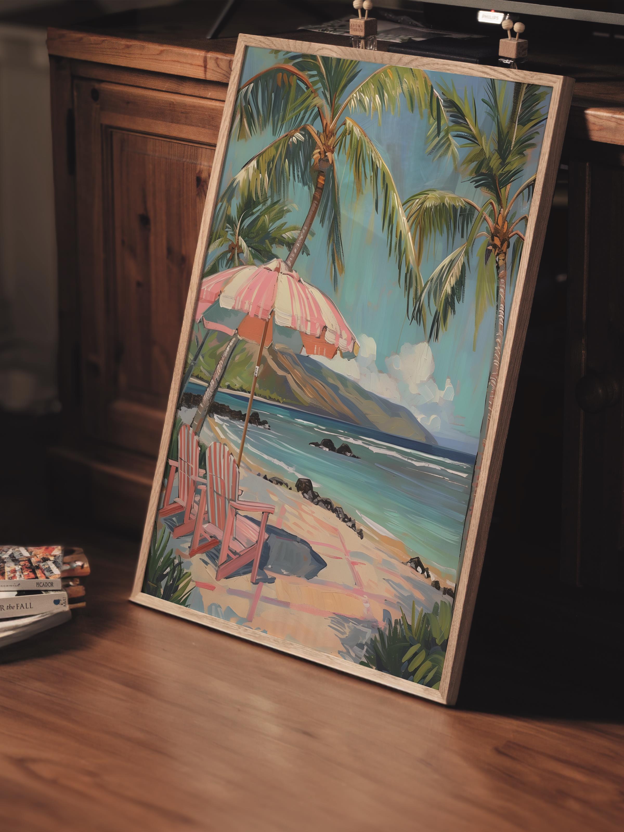 Çerçevesiz Poster Tablo, Duvar Posteri, Kağıt Poster, Mavi Sahil Kaçamağı , Maximalist No:4