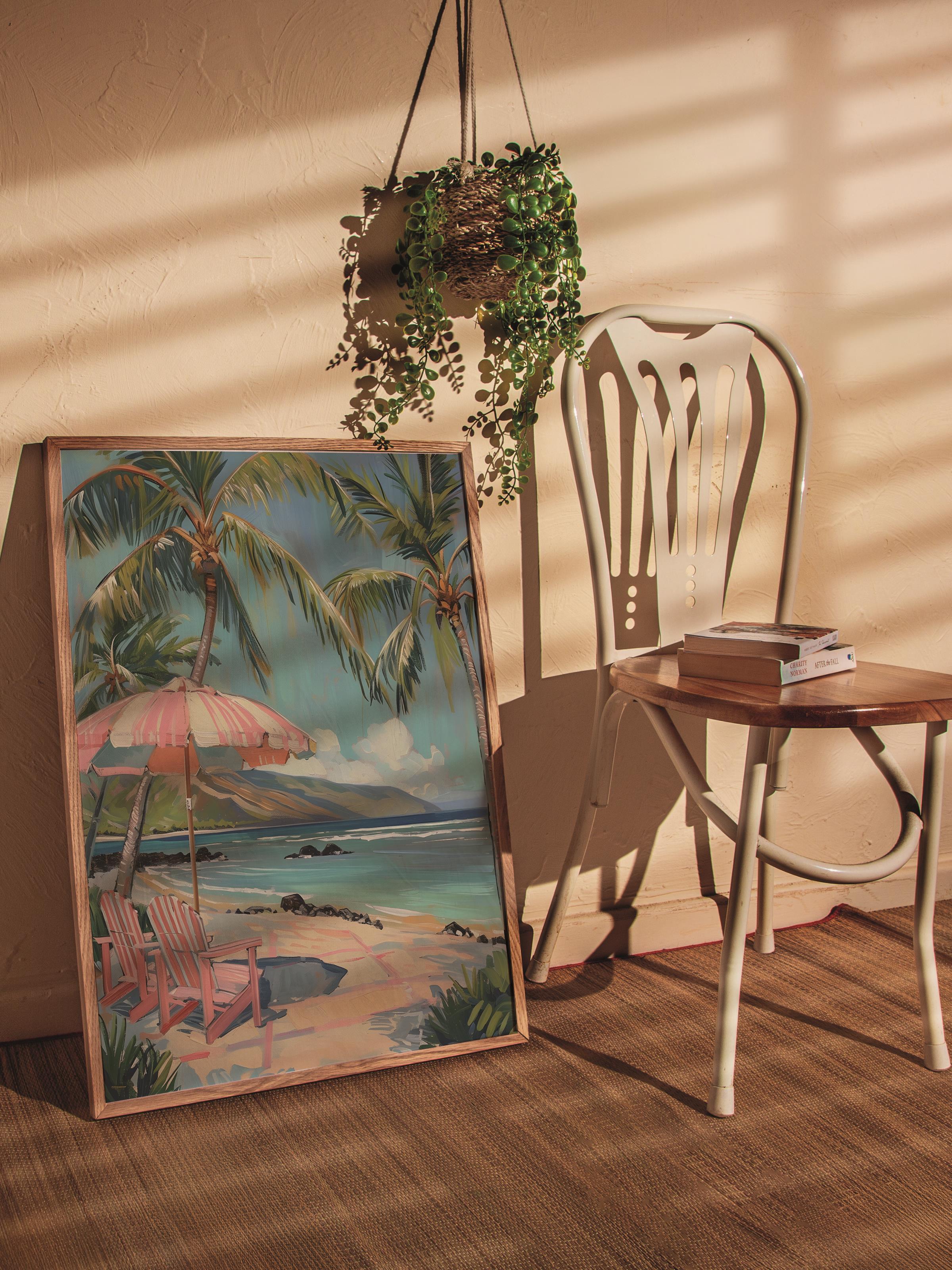 Çerçevesiz Poster Tablo, Duvar Posteri, Kağıt Poster, Mavi Sahil Kaçamağı , Maximalist No:4