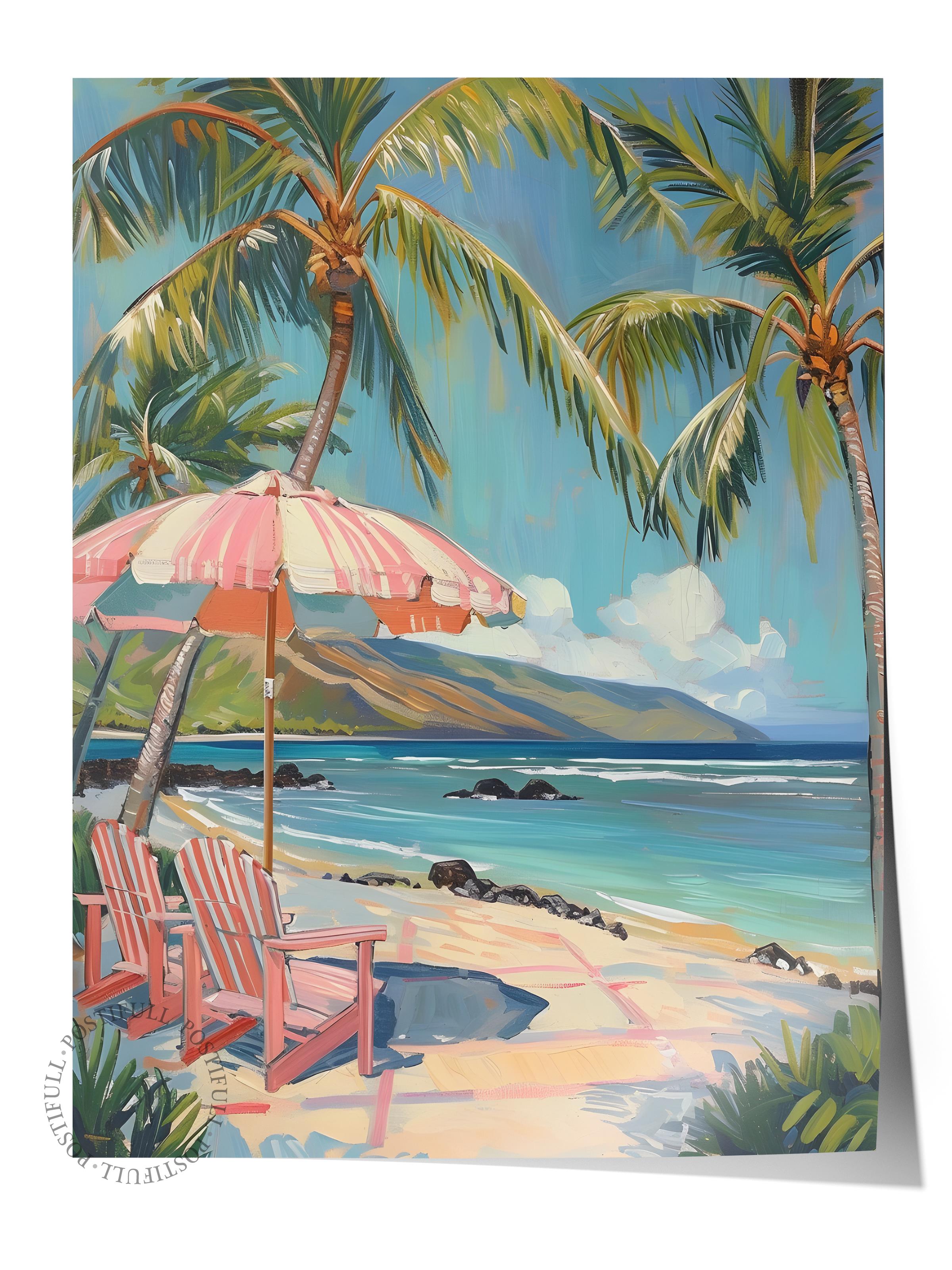 Çerçevesiz Poster Tablo, Duvar Posteri, Kağıt Poster, Mavi Sahil Kaçamağı , Maximalist No:4