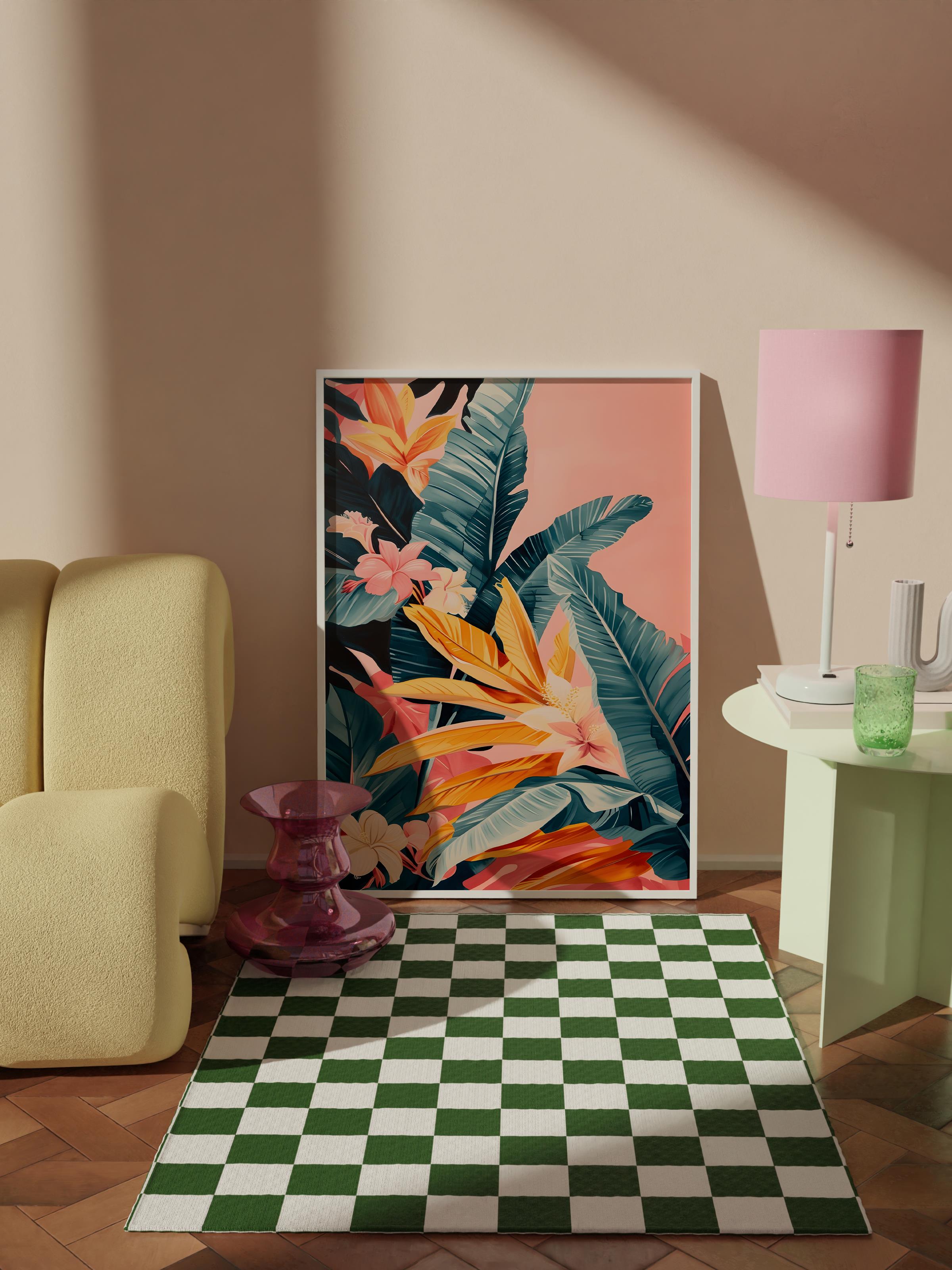 Çerçevesiz Poster Tablo, Duvar Posteri, Kağıt Poster, Tropikal Foliage , Maximalist No:165