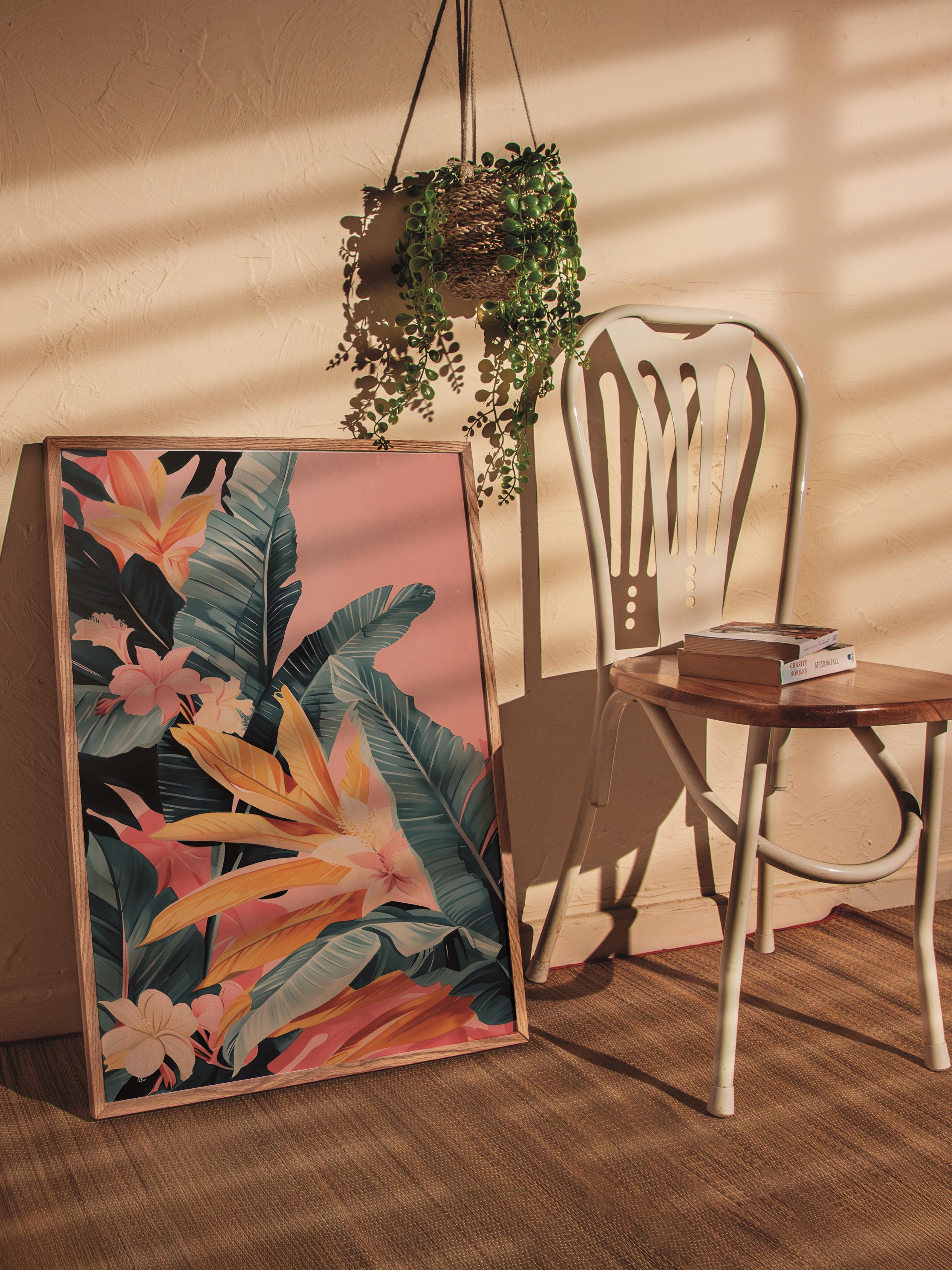Çerçevesiz Poster Tablo, Duvar Posteri, Kağıt Poster, Tropikal Foliage , Maximalist No:165
