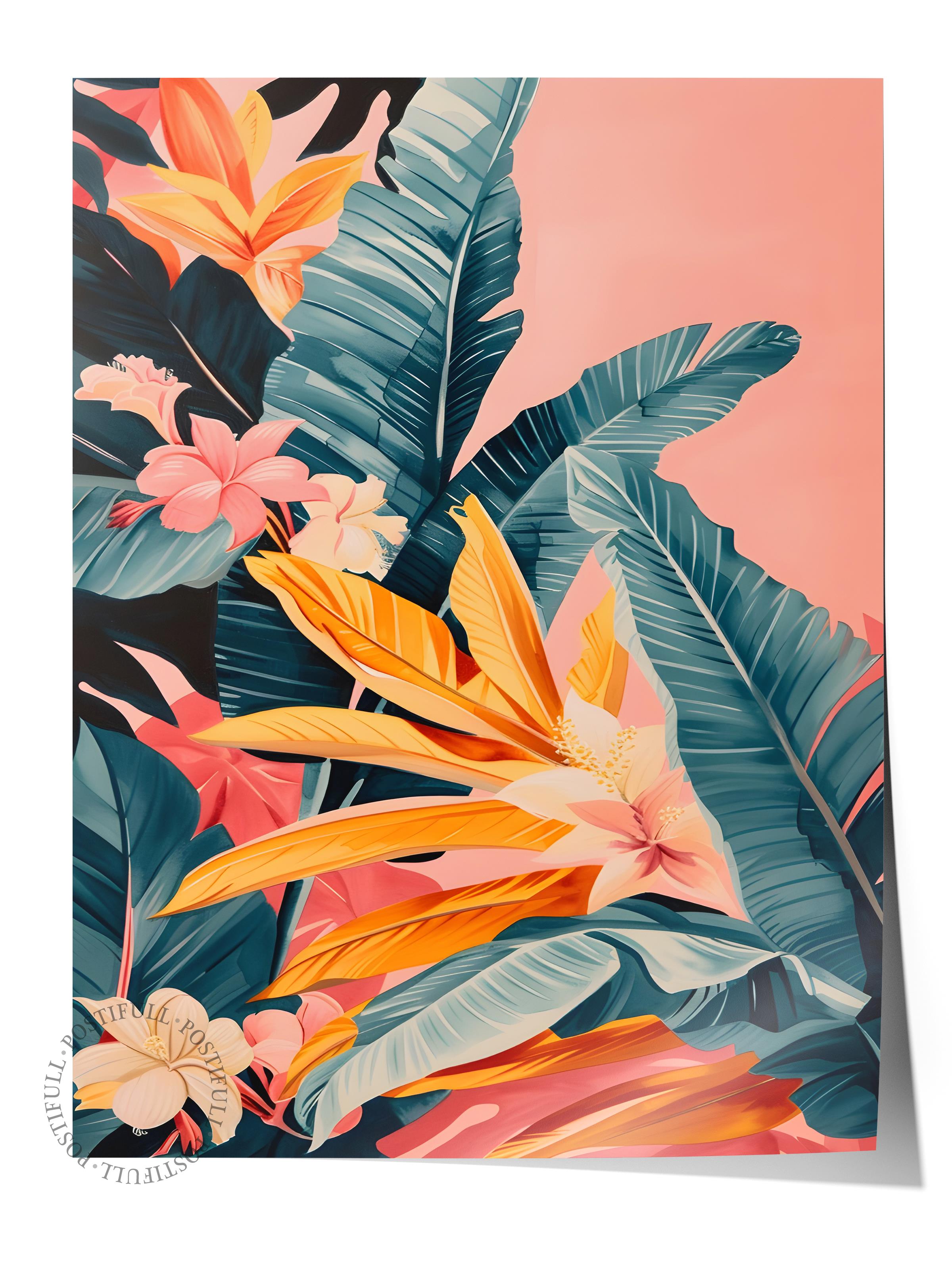 Çerçevesiz Poster Tablo, Duvar Posteri, Kağıt Poster, Tropikal Foliage , Maximalist No:165