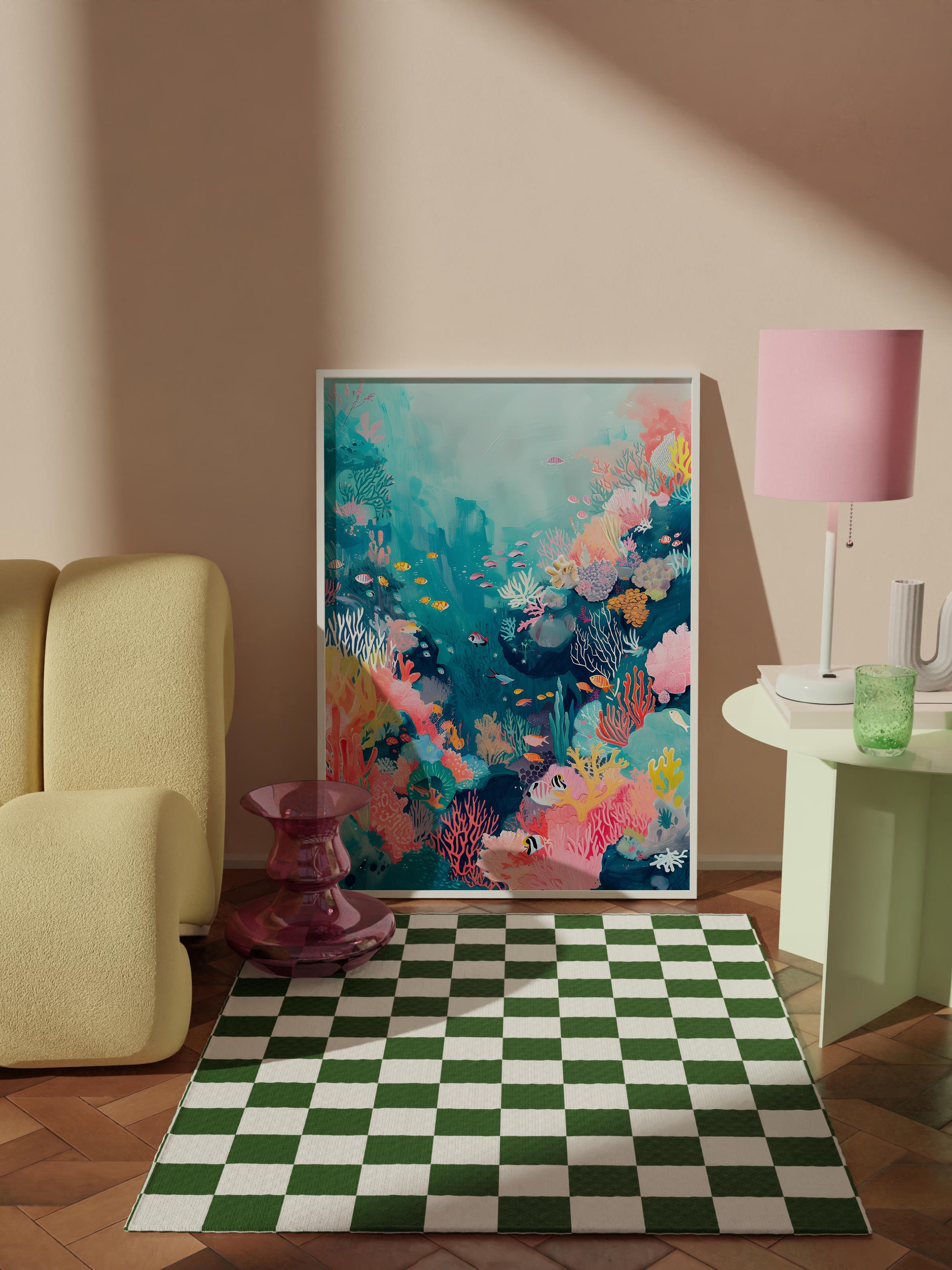 Çerçevesiz Poster Tablo, Duvar Posteri, Kağıt Poster, Mercan Resifi , Maximalist No:6