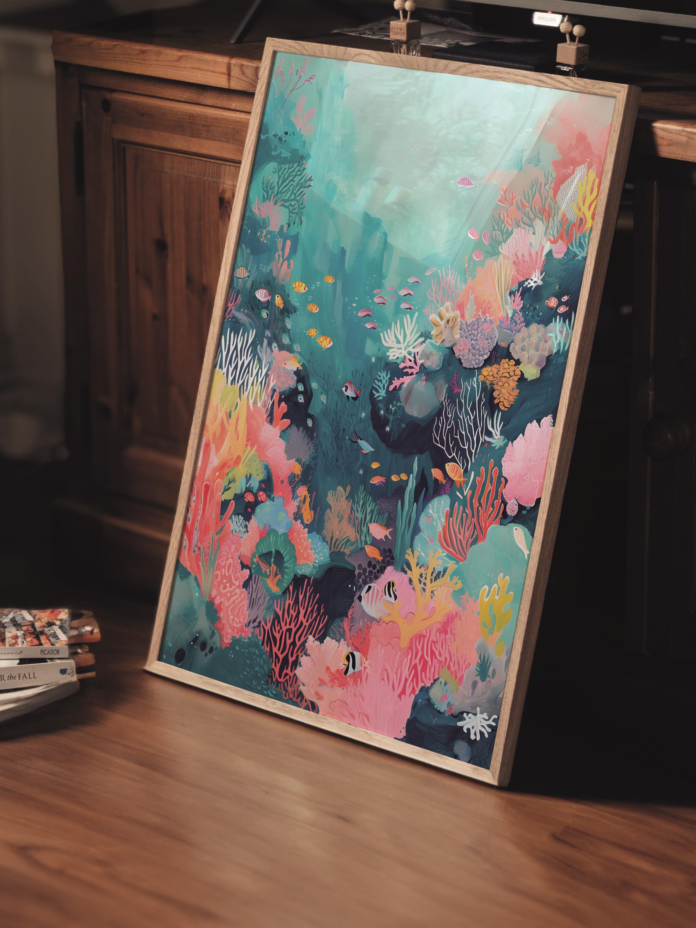 Çerçevesiz Poster Tablo, Duvar Posteri, Kağıt Poster, Mercan Resifi , Maximalist No:6